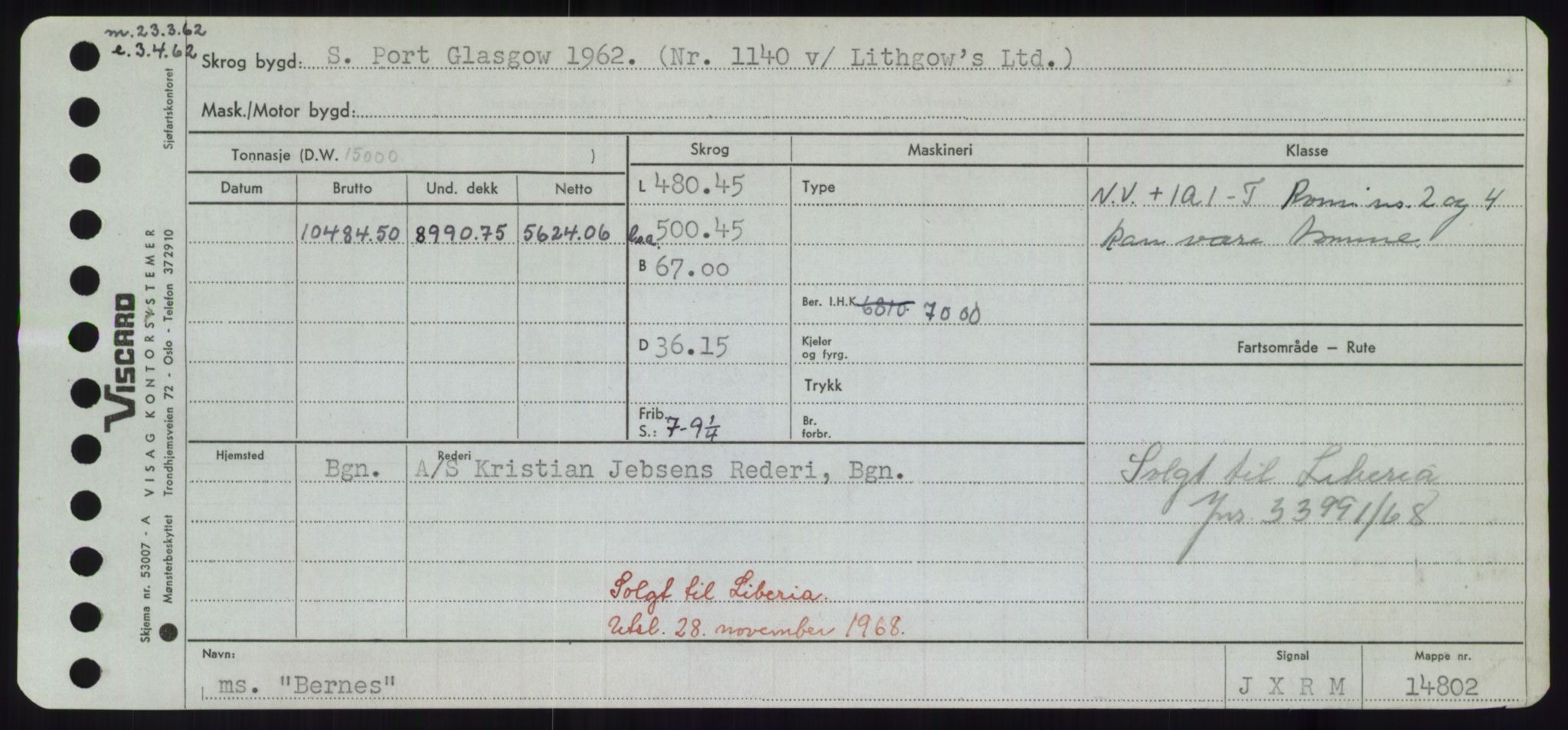 Sjøfartsdirektoratet med forløpere, Skipsmålingen, RA/S-1627/H/Hd/L0003: Fartøy, B-Bev, p. 875