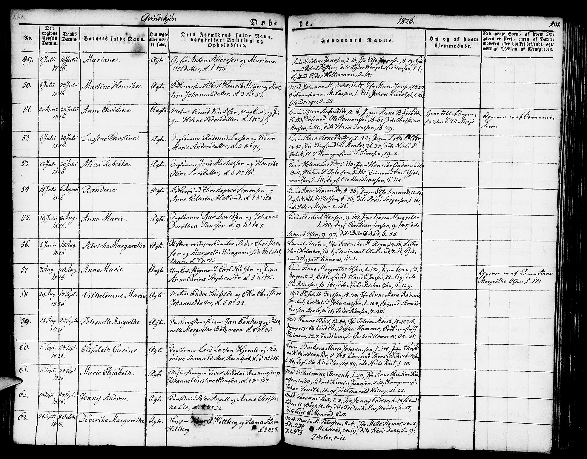 Nykirken Sokneprestembete, AV/SAB-A-77101/H/Haa/L0012: Parish register (official) no. A 12, 1821-1844, p. 201