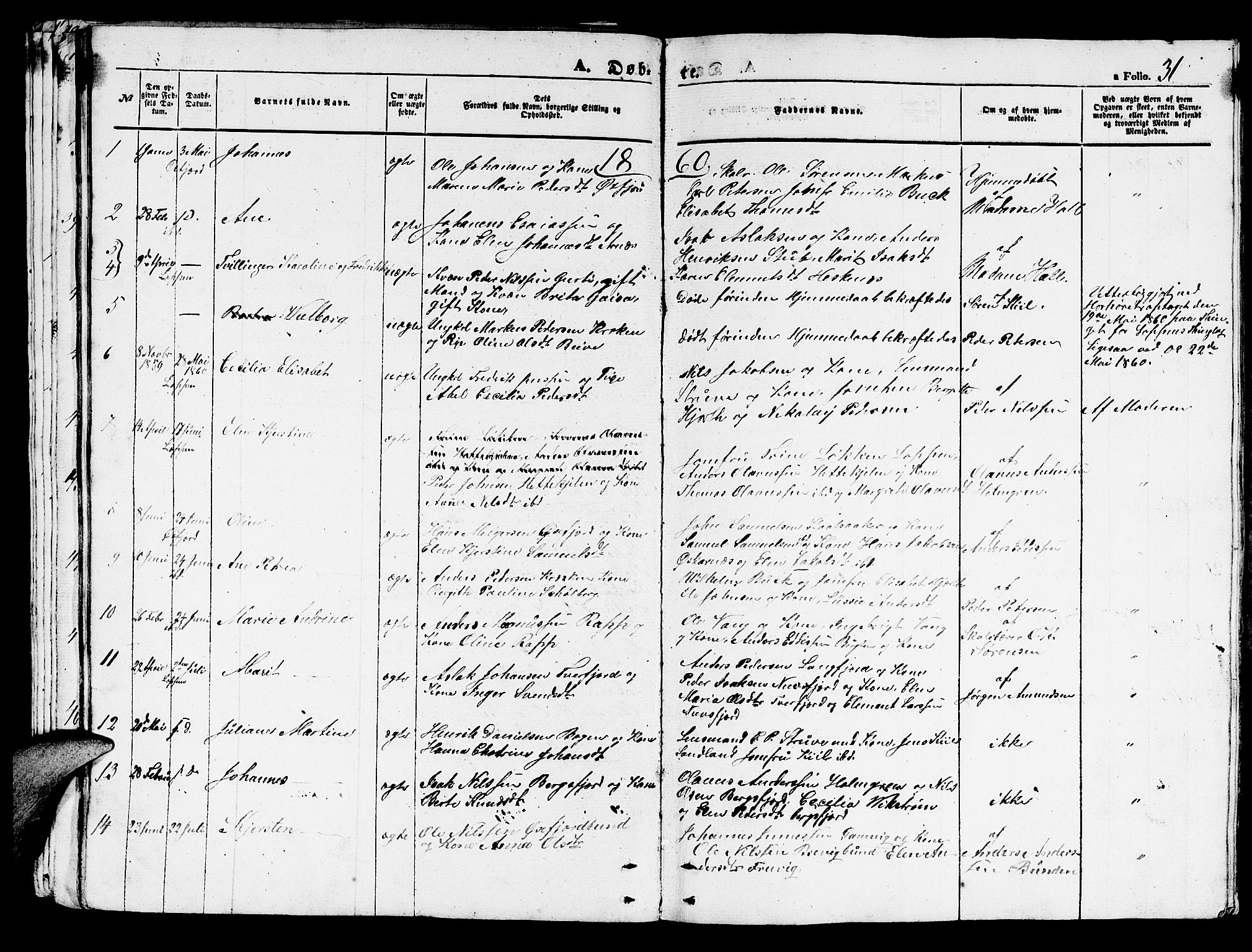 Loppa sokneprestkontor, SATØ/S-1339/H/Hb/L0002klokker: Parish register (copy) no. 2, 1850-1880, p. 31