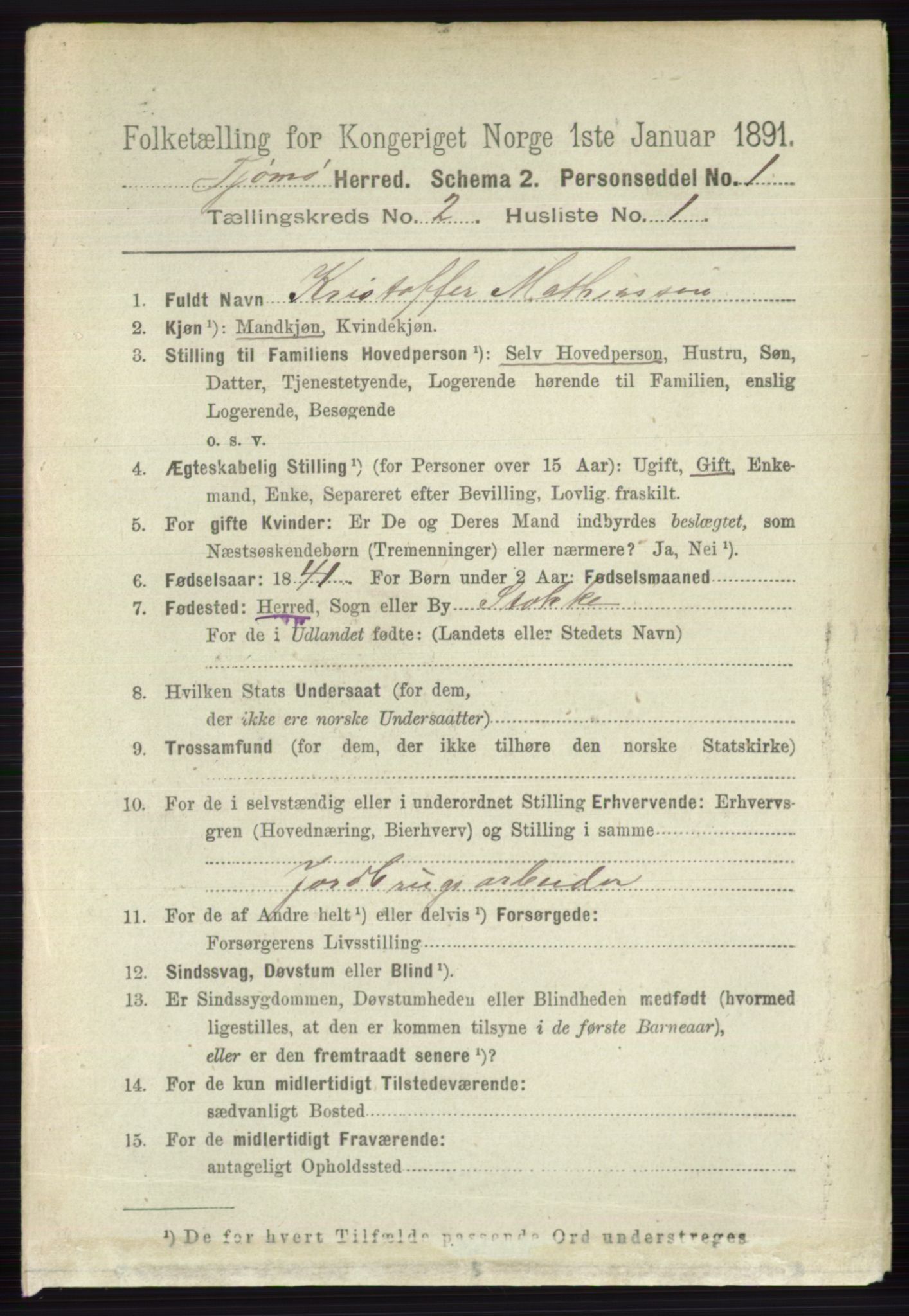 RA, 1891 census for 0723 Tjøme, 1891, p. 368
