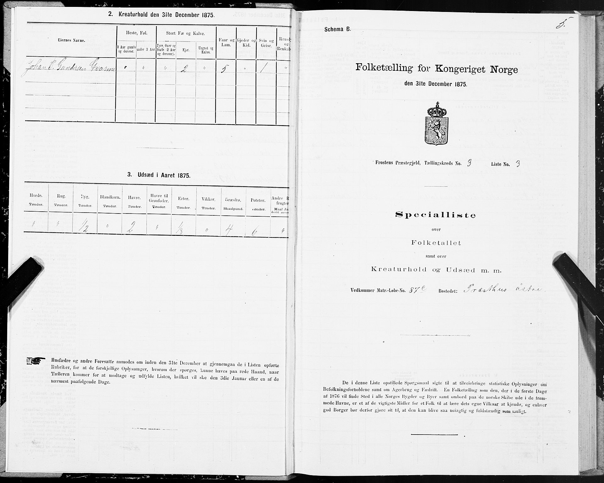 SAT, 1875 census for 1717P Frosta, 1875, p. 3005