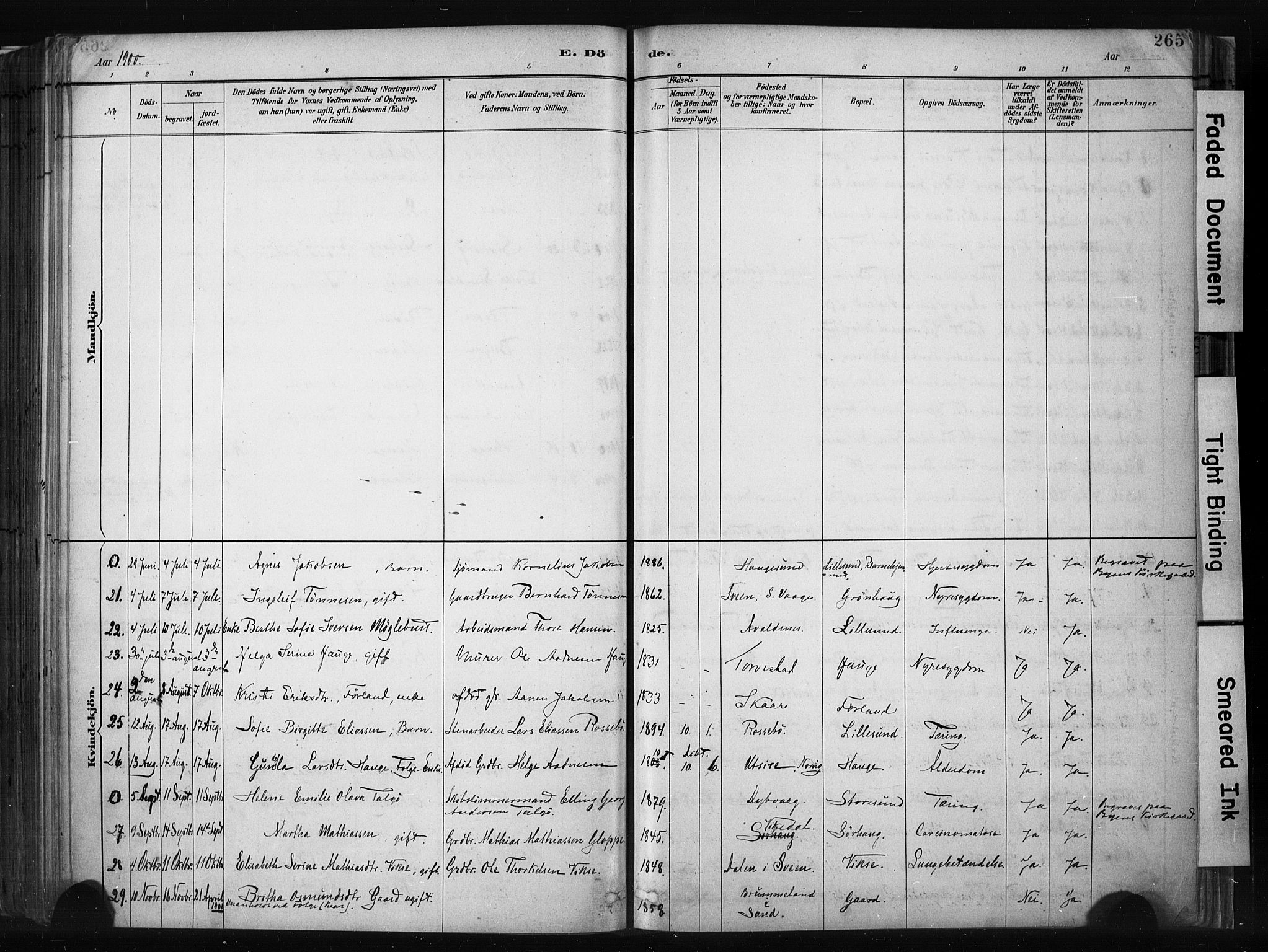 Haugesund sokneprestkontor, AV/SAST-A -101863/H/Ha/Haa/L0004: Parish register (official) no. A 4, 1886-1908, p. 265