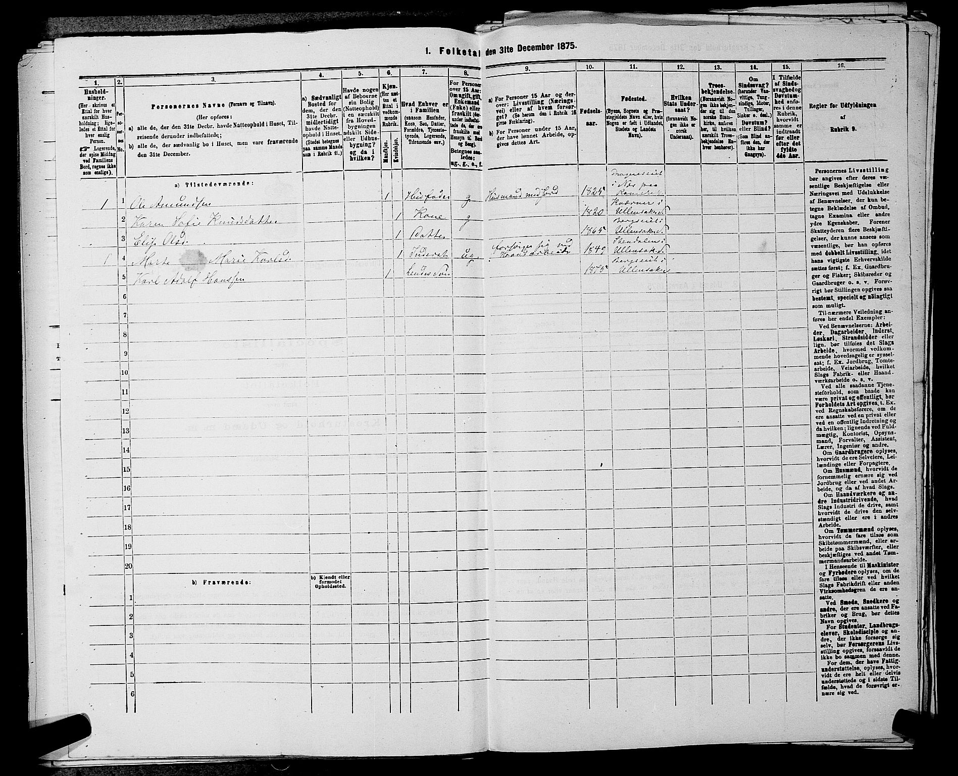 RA, 1875 census for 0235P Ullensaker, 1875, p. 962