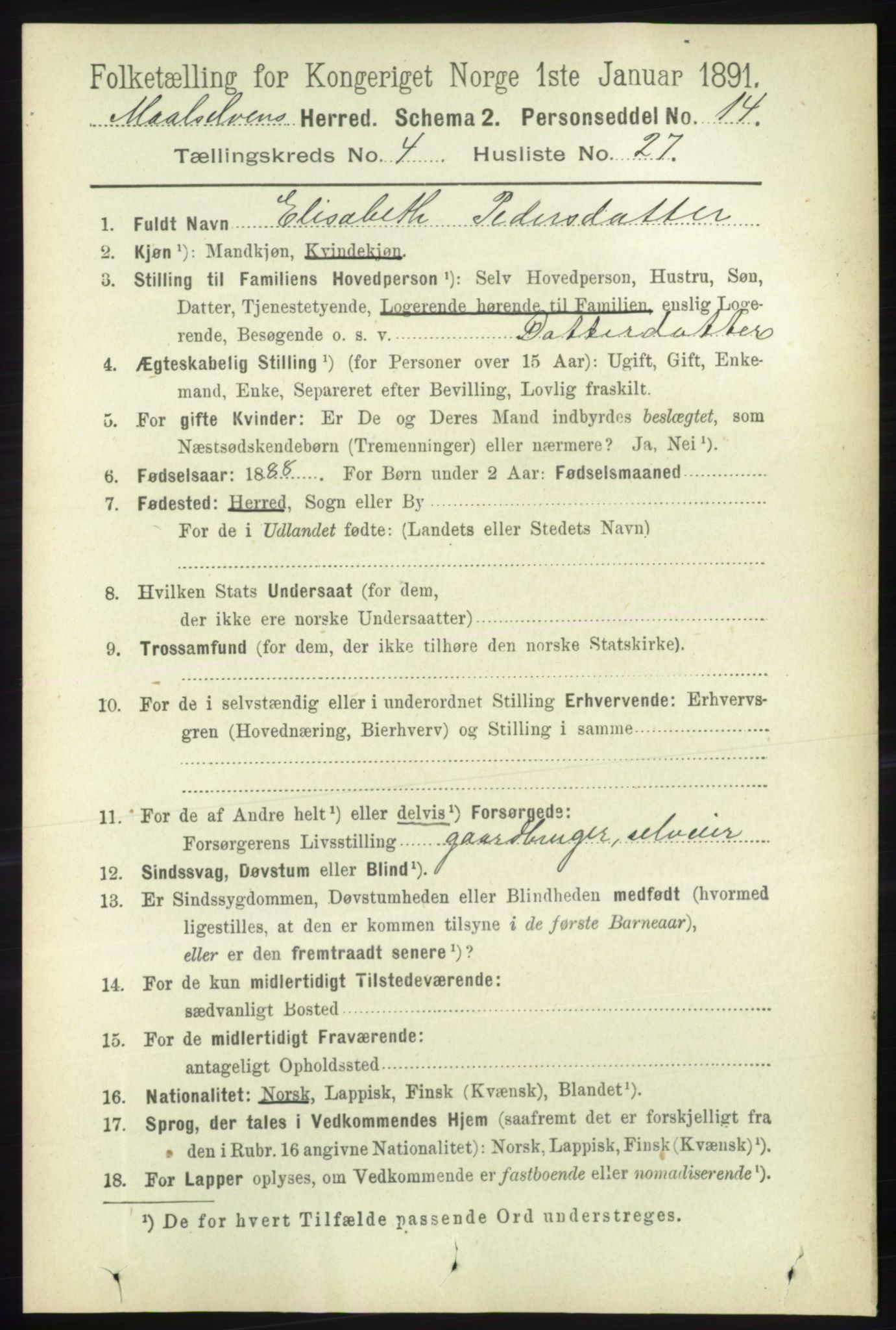RA, 1891 census for 1924 Målselv, 1891, p. 1290