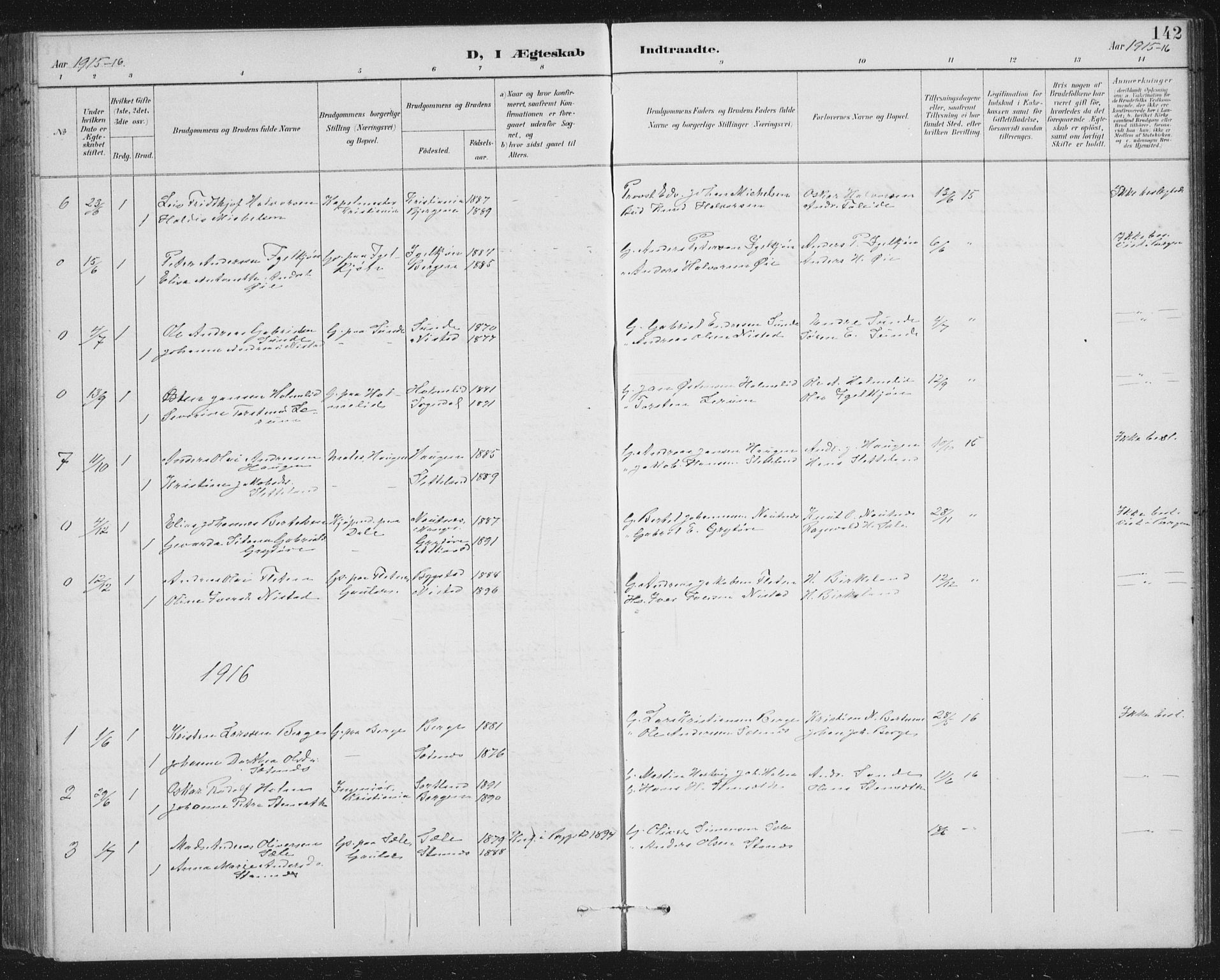 Fjaler sokneprestembete, AV/SAB-A-79801/H/Hab/Habc/L0003: Parish register (copy) no. C 3, 1894-1917, p. 142