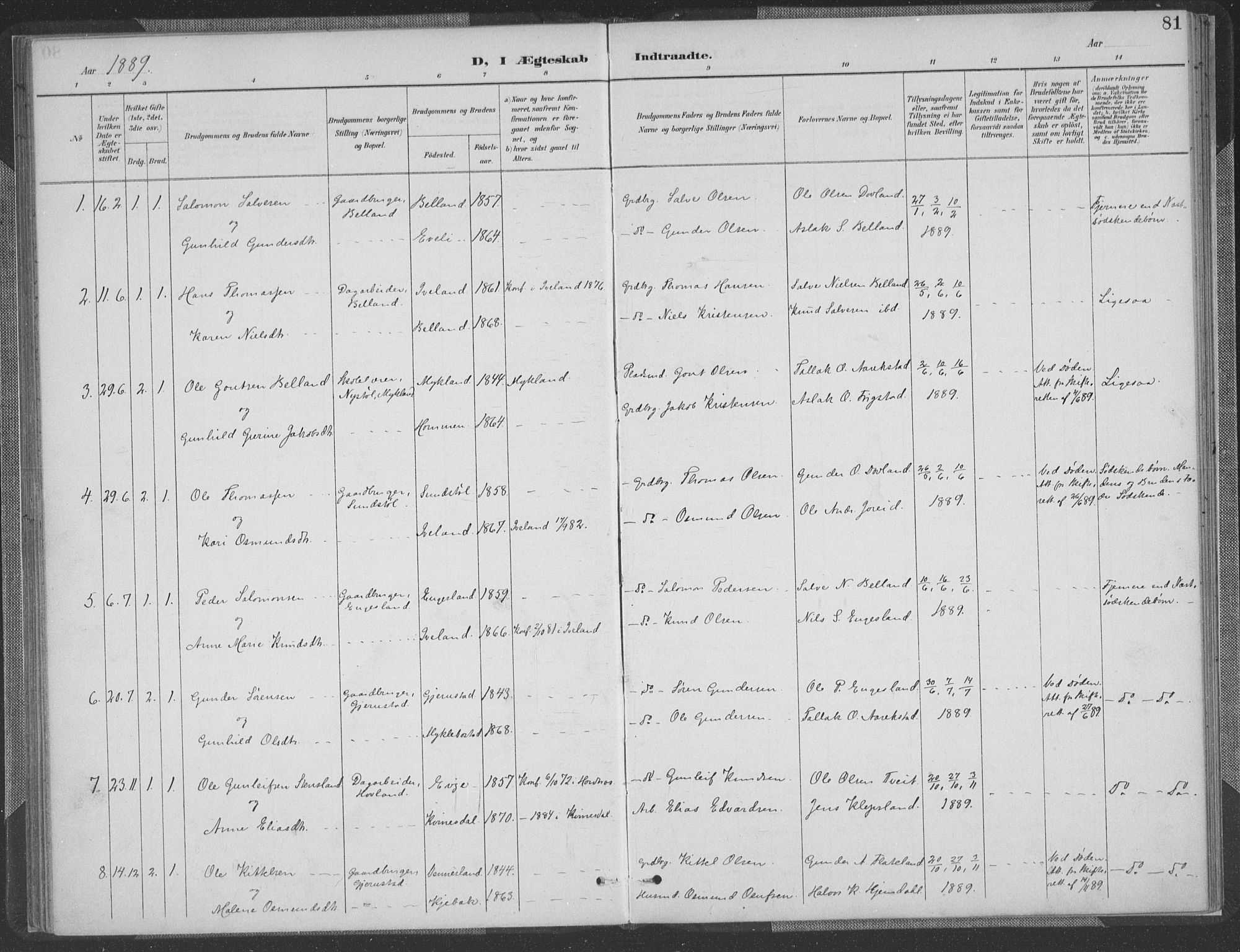 Herefoss sokneprestkontor, SAK/1111-0019/F/Fa/Fab/L0004: Parish register (official) no. A 4, 1887-1909, p. 81