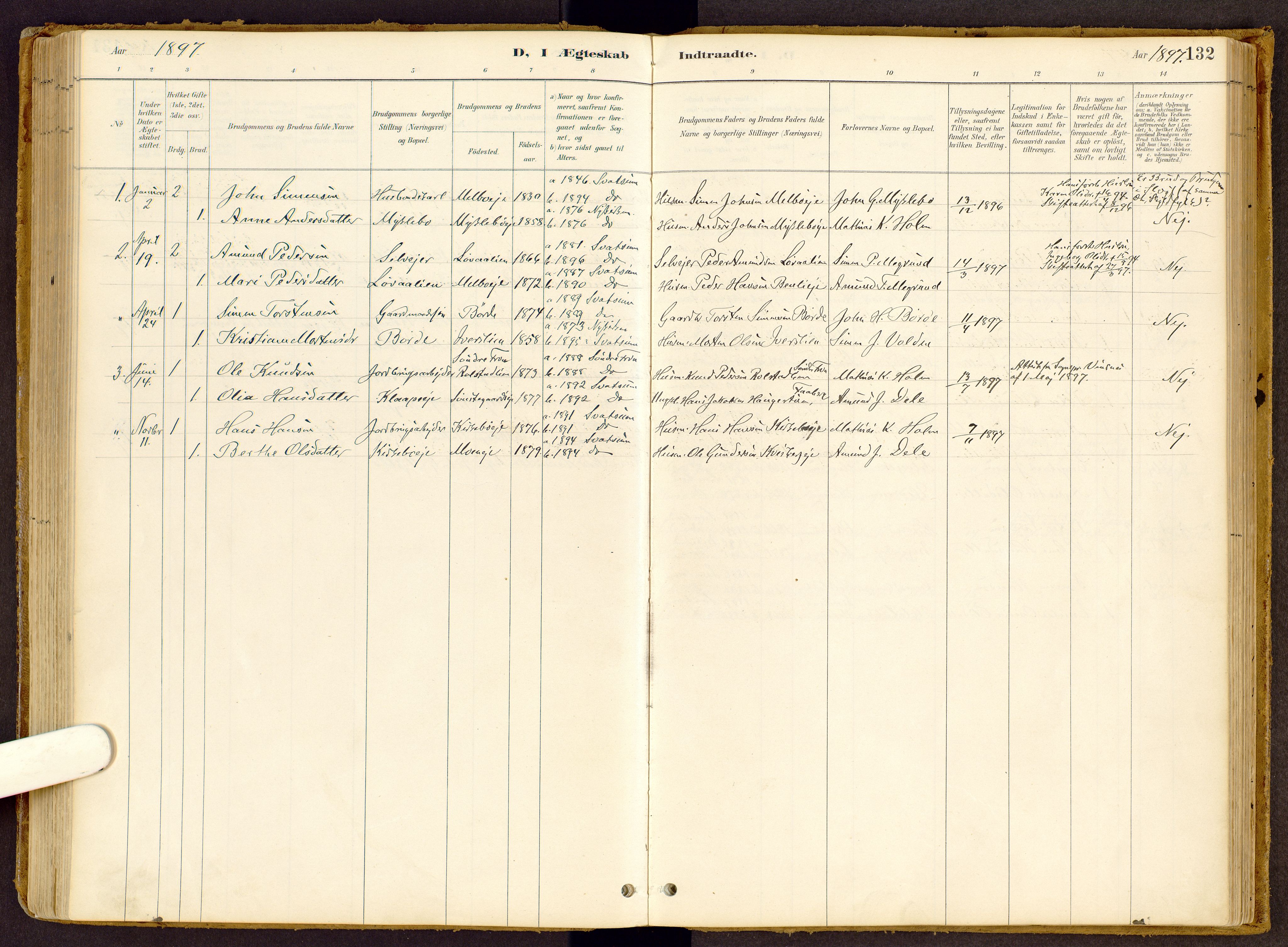 Vestre Gausdal prestekontor, SAH/PREST-094/H/Ha/Haa/L0002: Parish register (official) no. 2, 1887-1918, p. 132