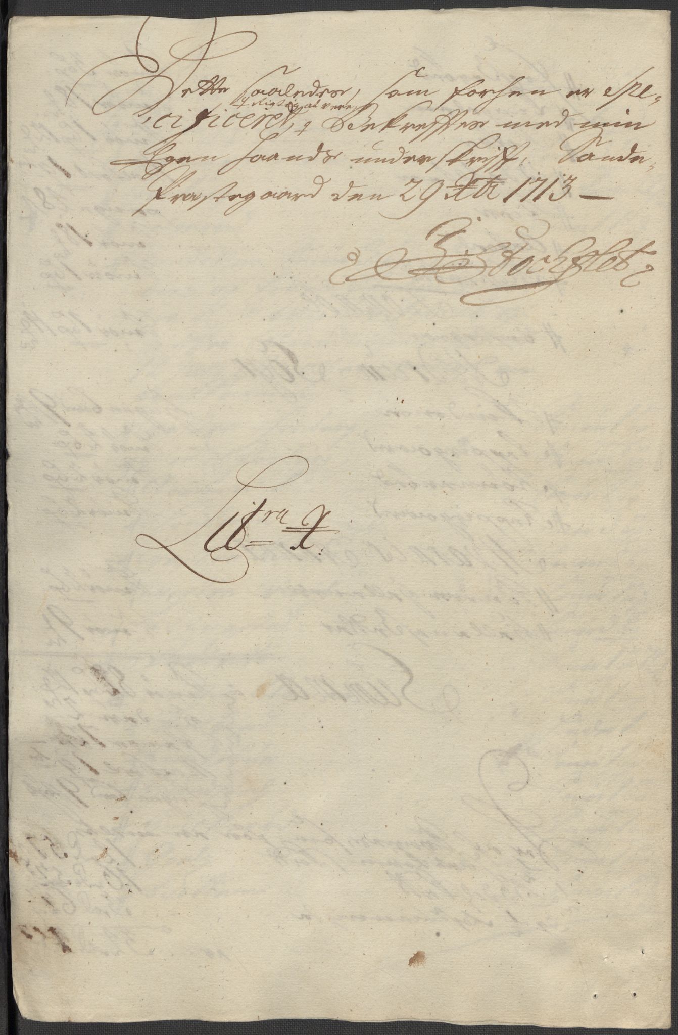 Rentekammeret inntil 1814, Reviderte regnskaper, Fogderegnskap, AV/RA-EA-4092/R33/L1985: Fogderegnskap Larvik grevskap, 1713, p. 275