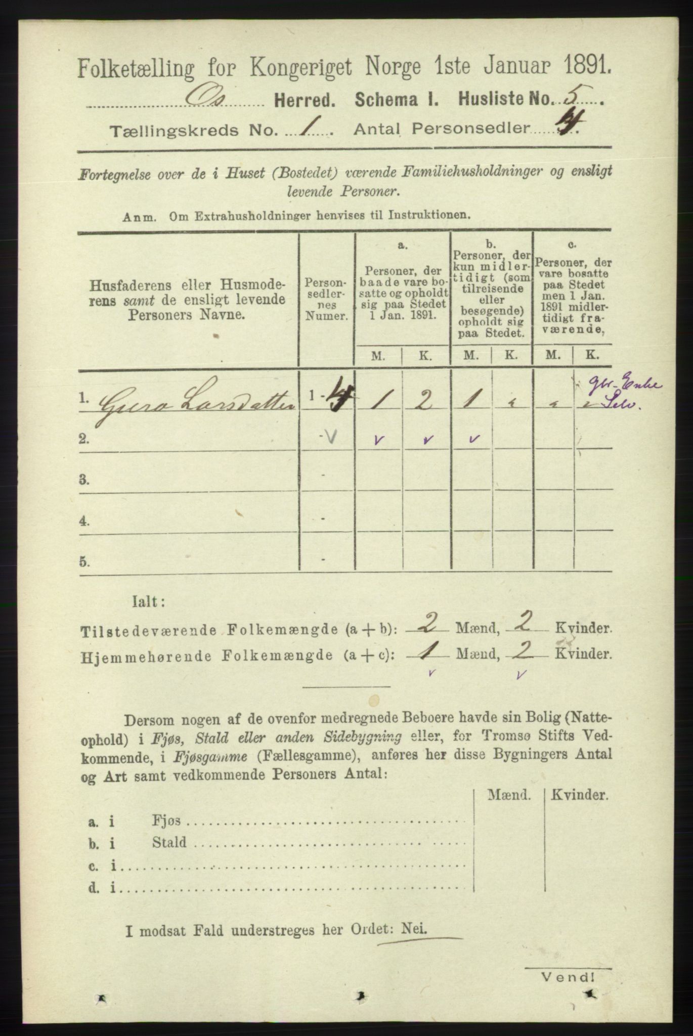 RA, 1891 census for 1243 Os, 1891, p. 40