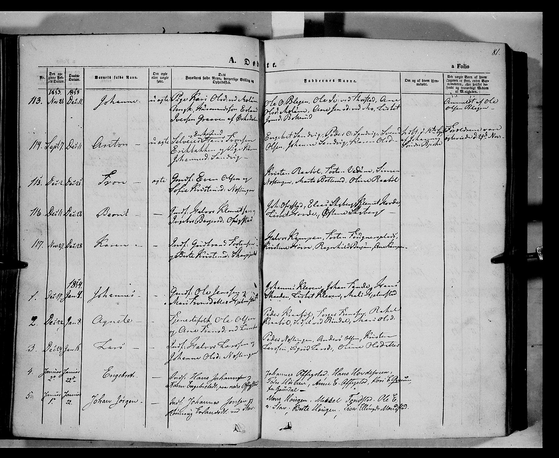 Øyer prestekontor, SAH/PREST-084/H/Ha/Haa/L0005: Parish register (official) no. 5, 1842-1857, p. 81