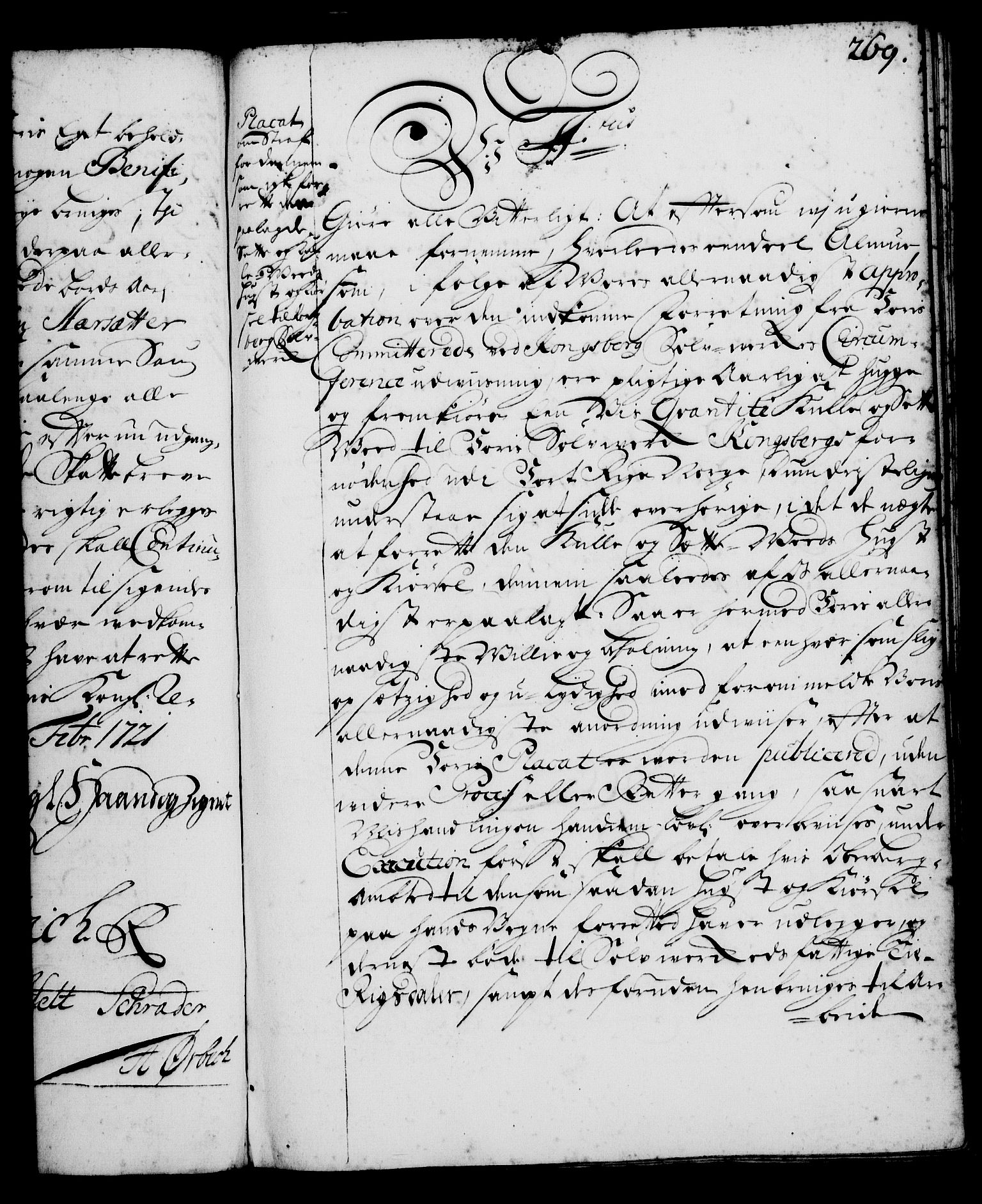 Rentekammeret, Kammerkanselliet, RA/EA-3111/G/Gg/Gga/L0001: Norsk ekspedisjonsprotokoll med register (merket RK 53.1), 1720-1723, p. 269