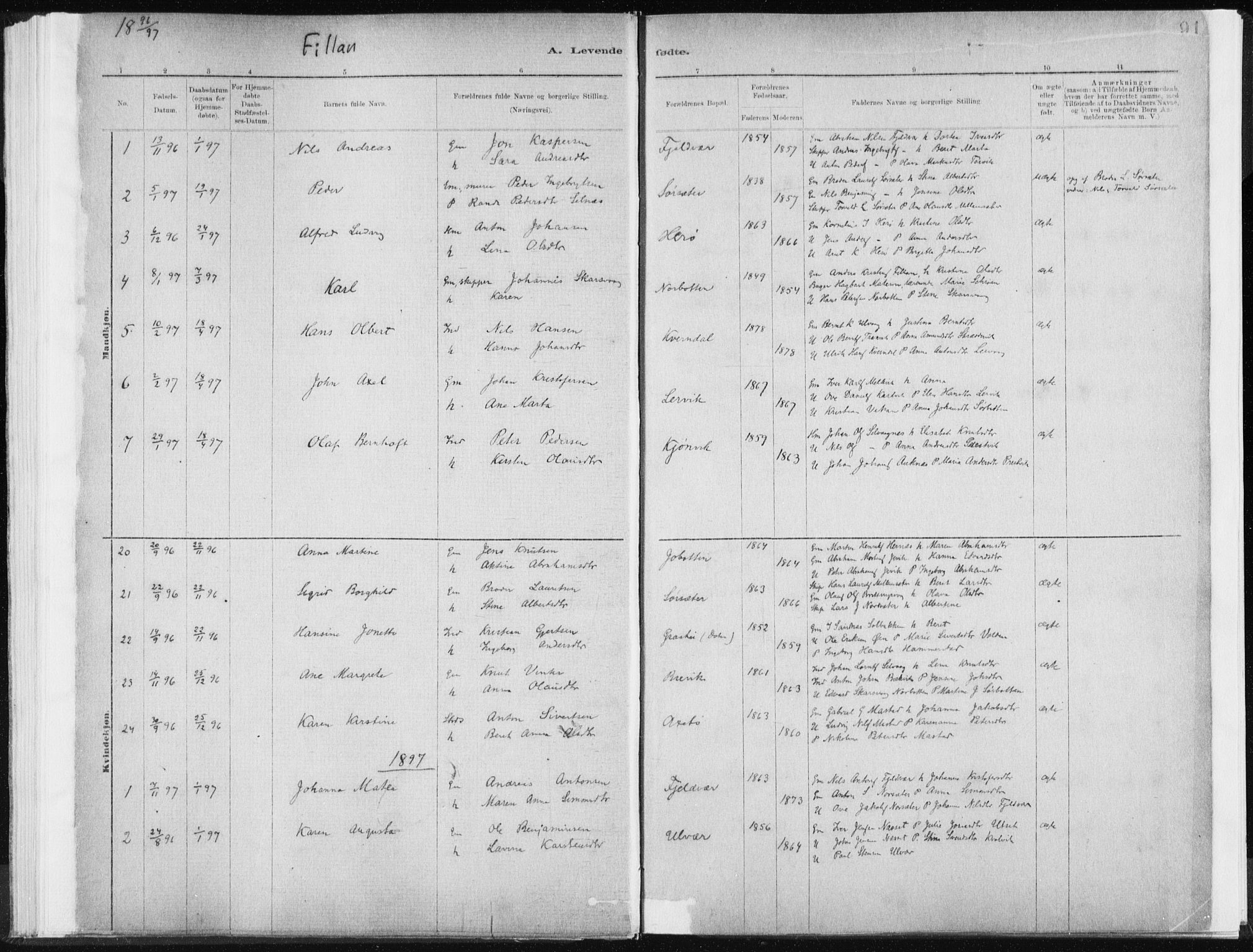 Ministerialprotokoller, klokkerbøker og fødselsregistre - Sør-Trøndelag, AV/SAT-A-1456/637/L0558: Parish register (official) no. 637A01, 1882-1899, p. 91