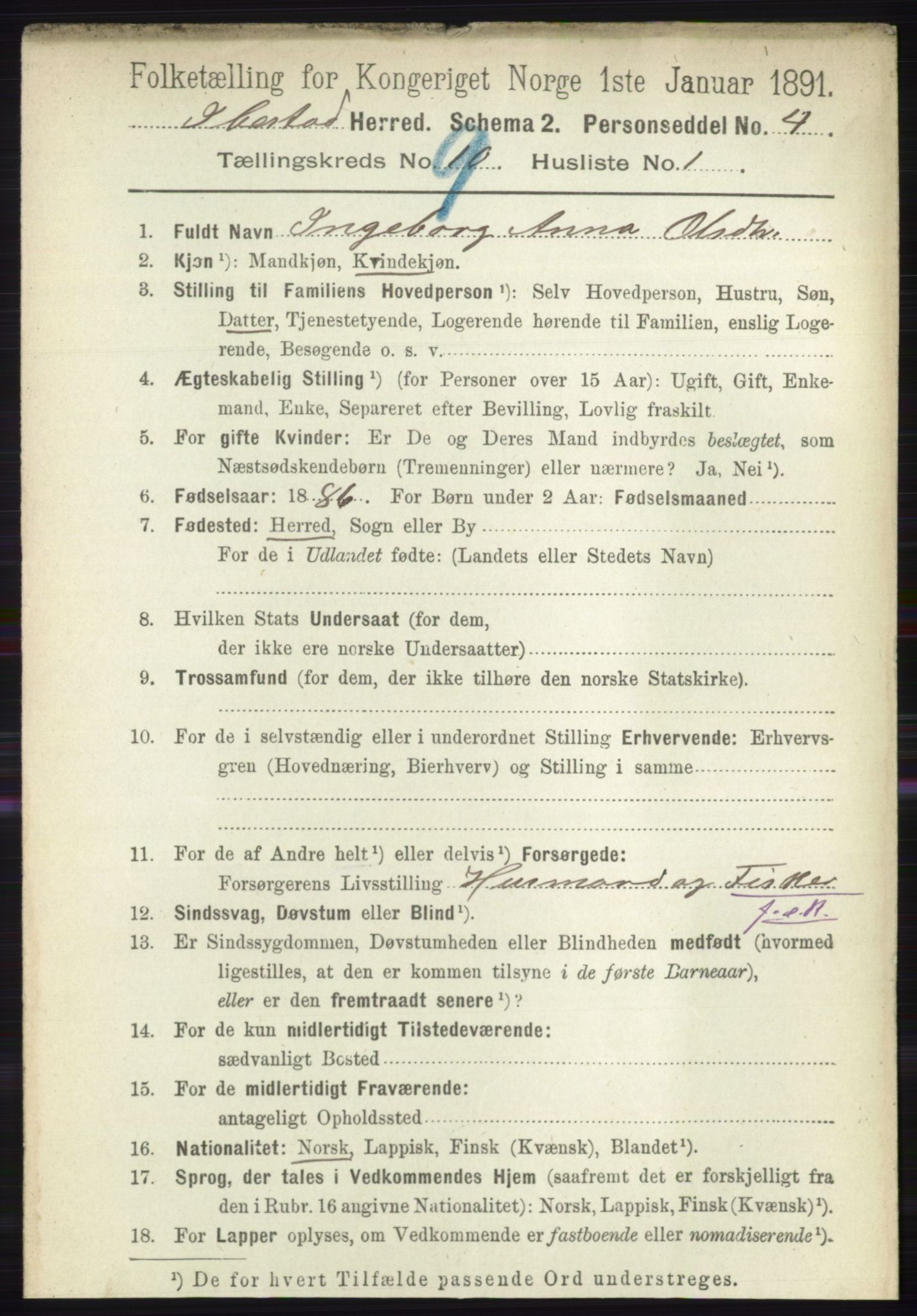 RA, 1891 census for 1917 Ibestad, 1891, p. 5979