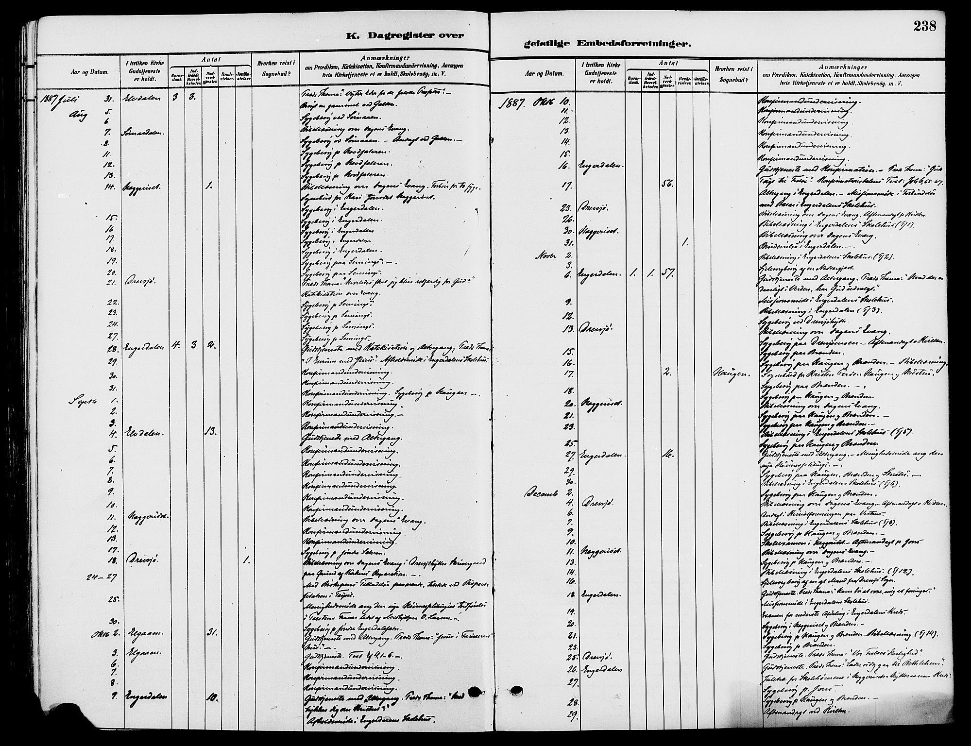 Engerdal prestekontor, AV/SAH-PREST-048/H/Ha/Haa/L0001: Parish register (official) no. 1, 1881-1898, p. 238