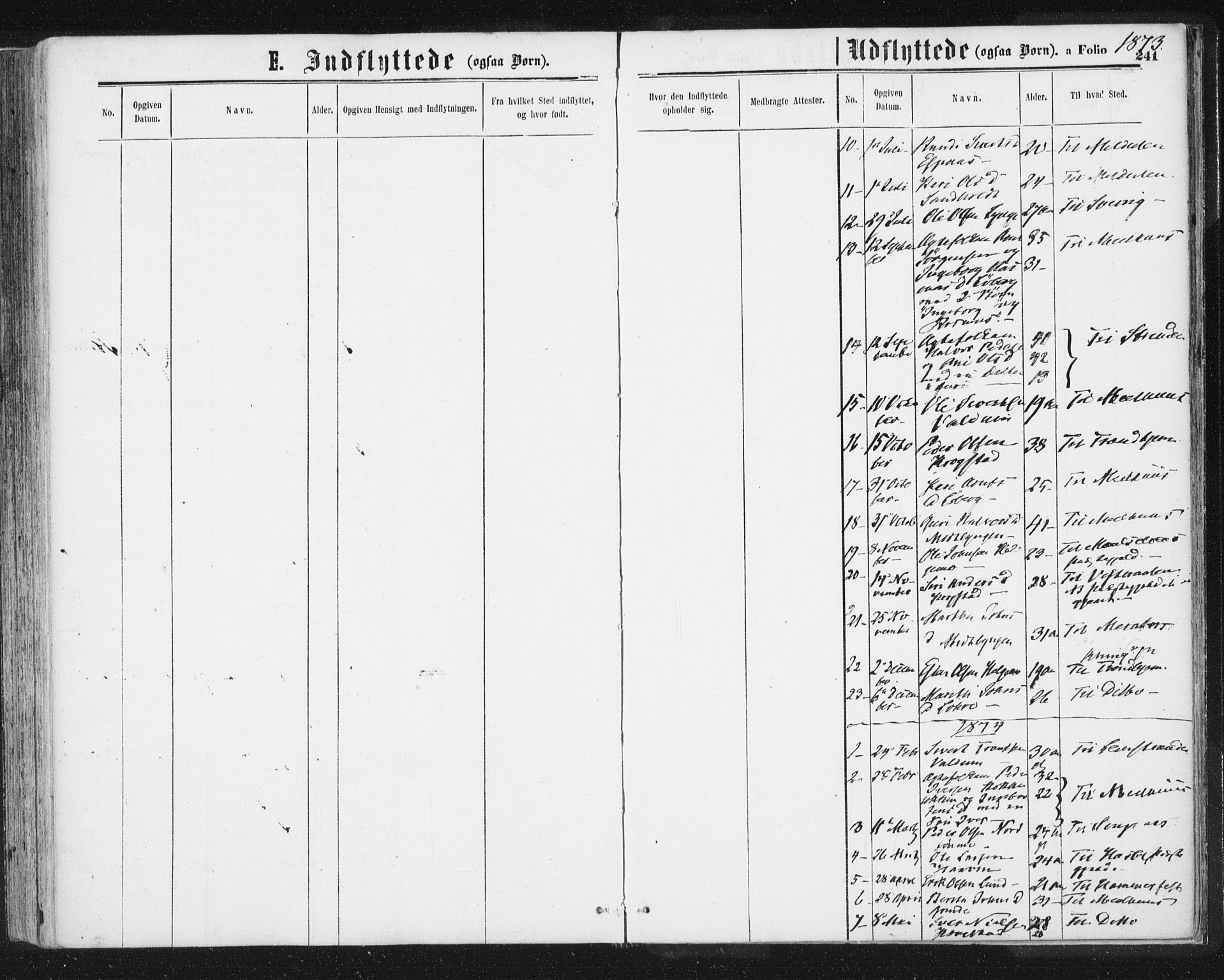 Ministerialprotokoller, klokkerbøker og fødselsregistre - Sør-Trøndelag, SAT/A-1456/692/L1104: Parish register (official) no. 692A04, 1862-1878, p. 241