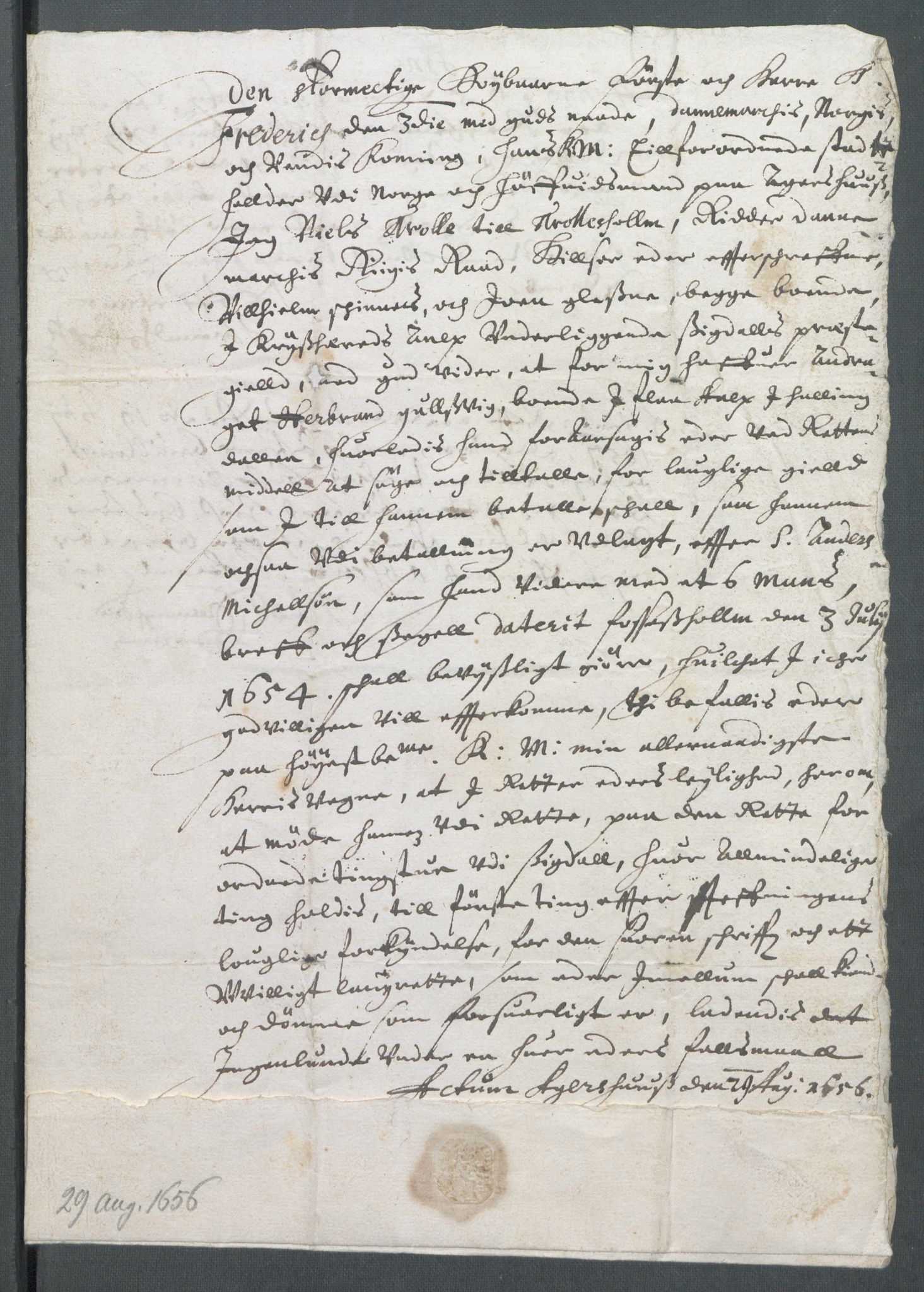 Riksarkivets diplomsamling, AV/RA-EA-5965/F02/L0166: Dokumenter, 1654-1656, p. 254