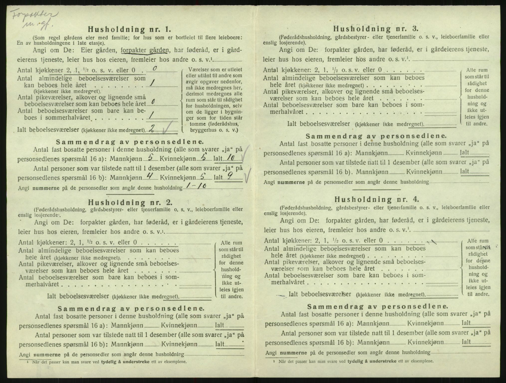 SAK, 1920 census for Bykle, 1920, p. 24