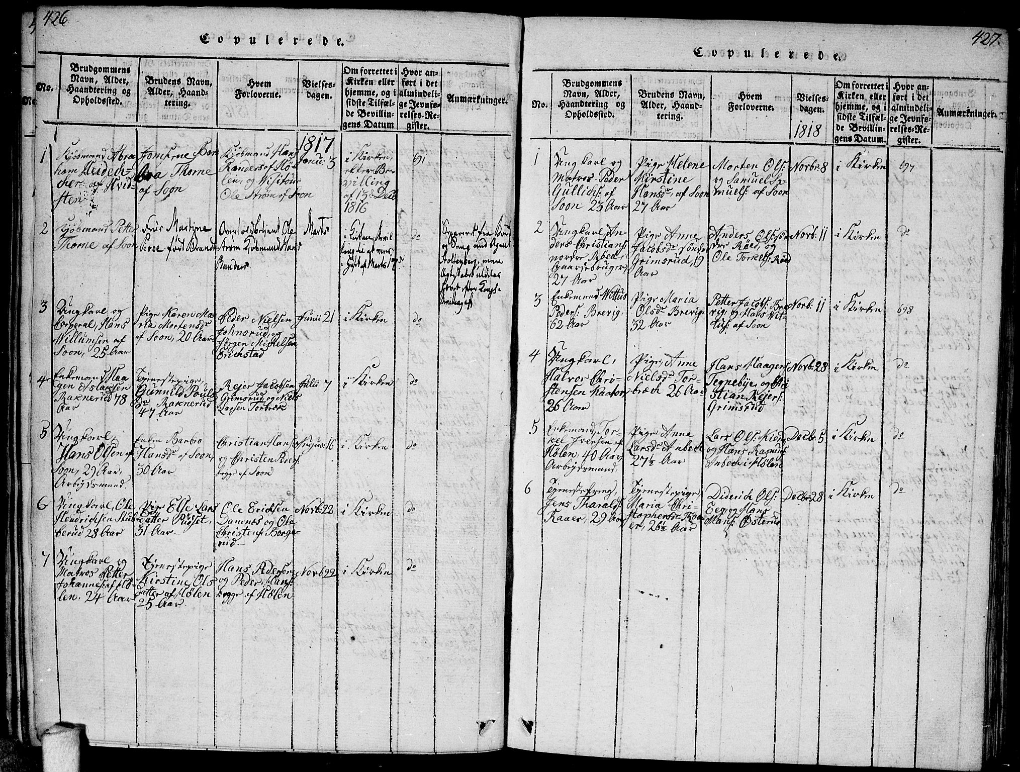 Vestby prestekontor Kirkebøker, AV/SAO-A-10893/F/Fa/L0005: Parish register (official) no. I 5, 1814-1827, p. 426-427