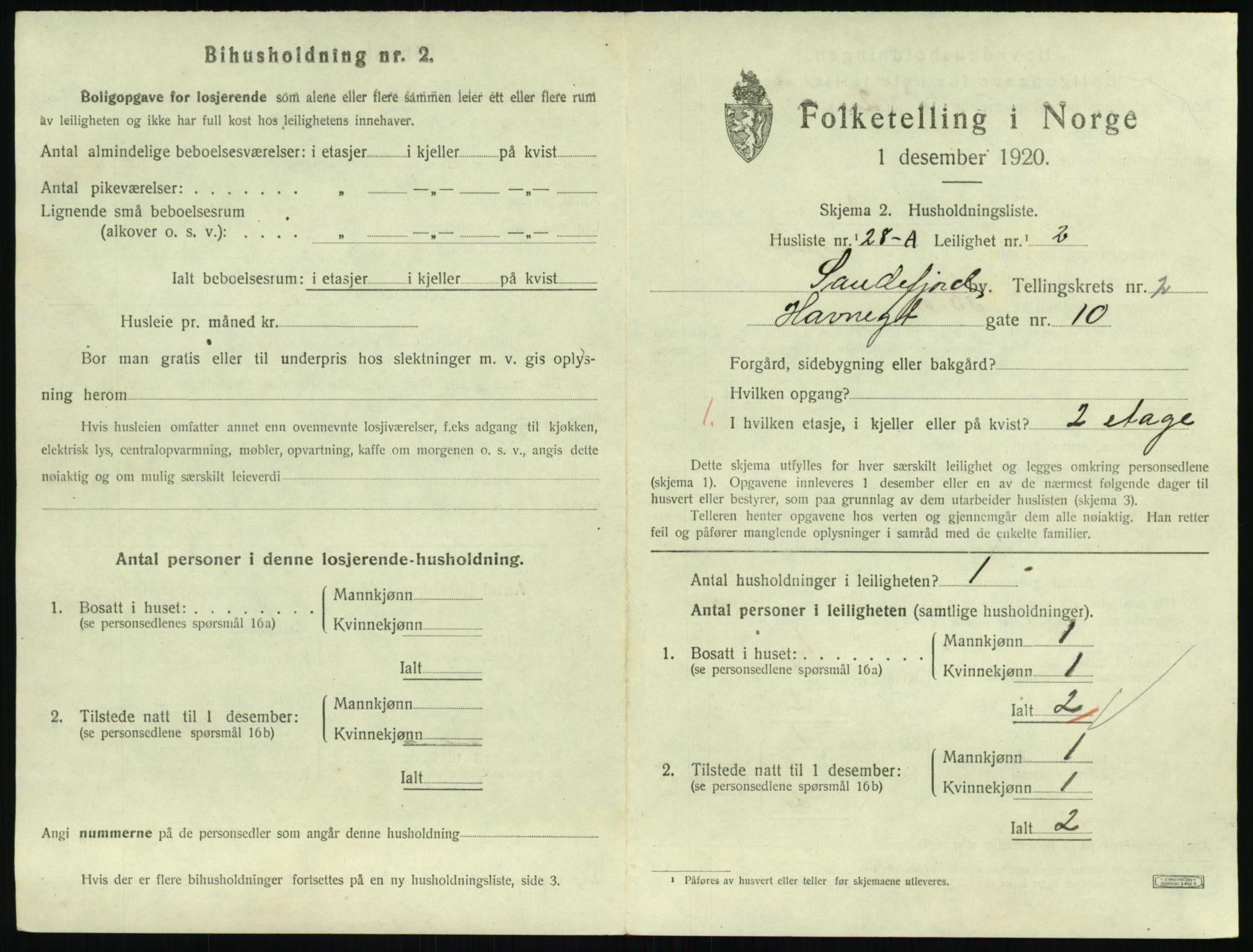 SAKO, 1920 census for Sandefjord, 1920, p. 1746