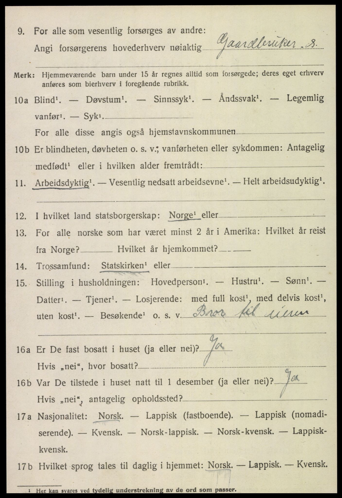 SAT, 1920 census for Leksvik, 1920, p. 4243