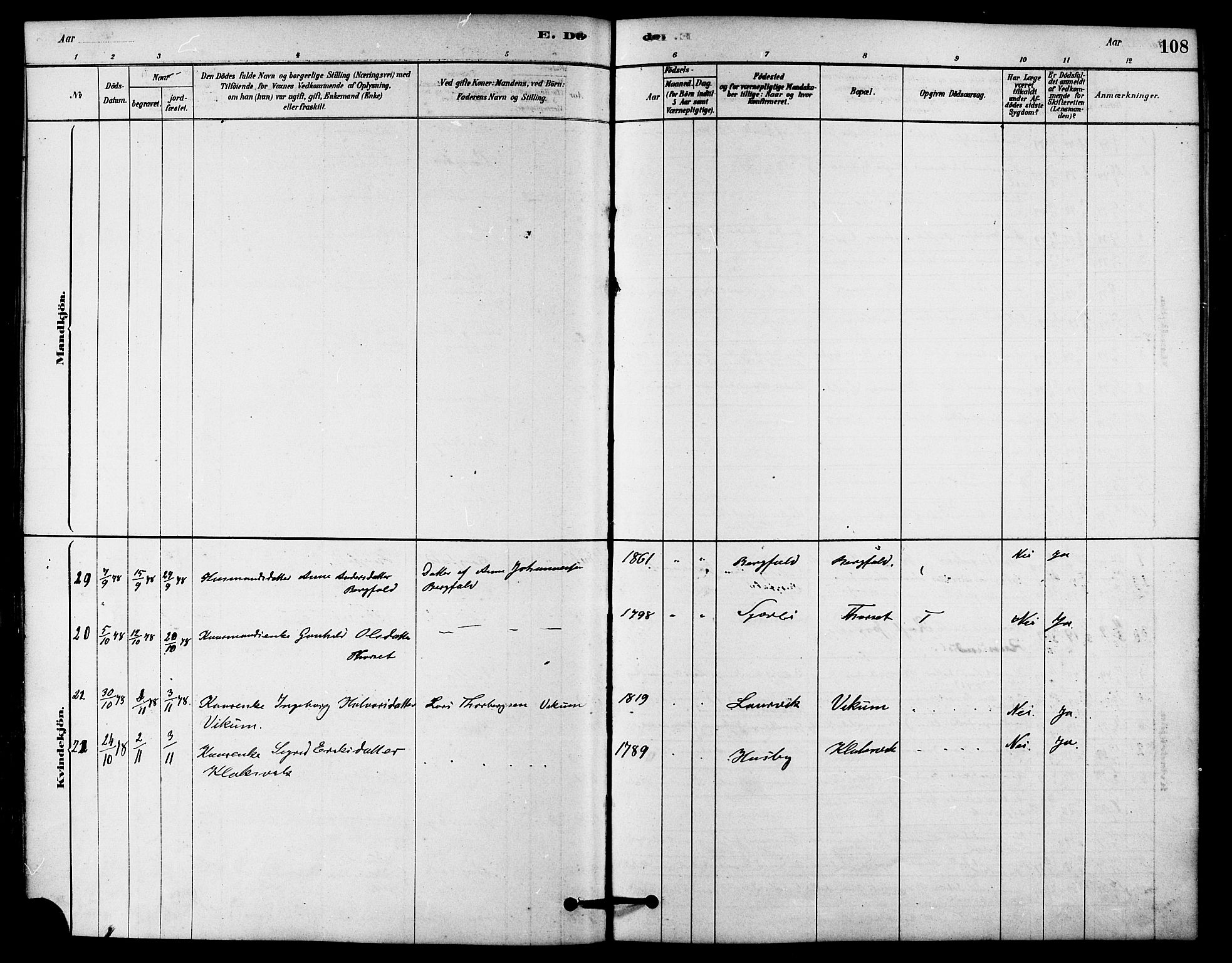 Ministerialprotokoller, klokkerbøker og fødselsregistre - Møre og Romsdal, AV/SAT-A-1454/578/L0906: Parish register (official) no. 578A05, 1878-1886, p. 108