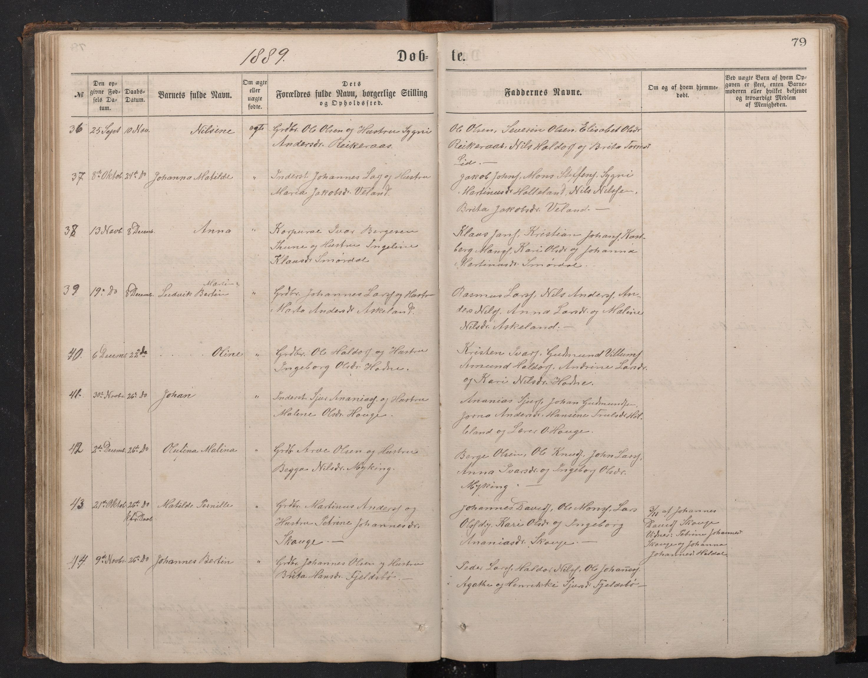 Lindås Sokneprestembete, SAB/A-76701/H/Hab: Parish register (copy) no. E 2, 1867-1892, p. 78b-79a