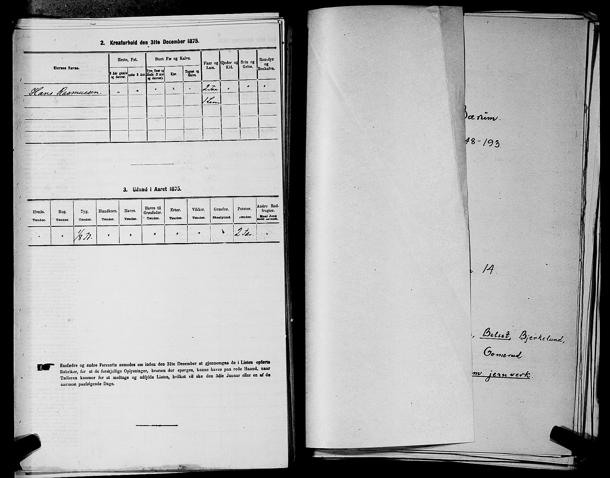 RA, 1875 census for 0220P Asker, 1875, p. 2502