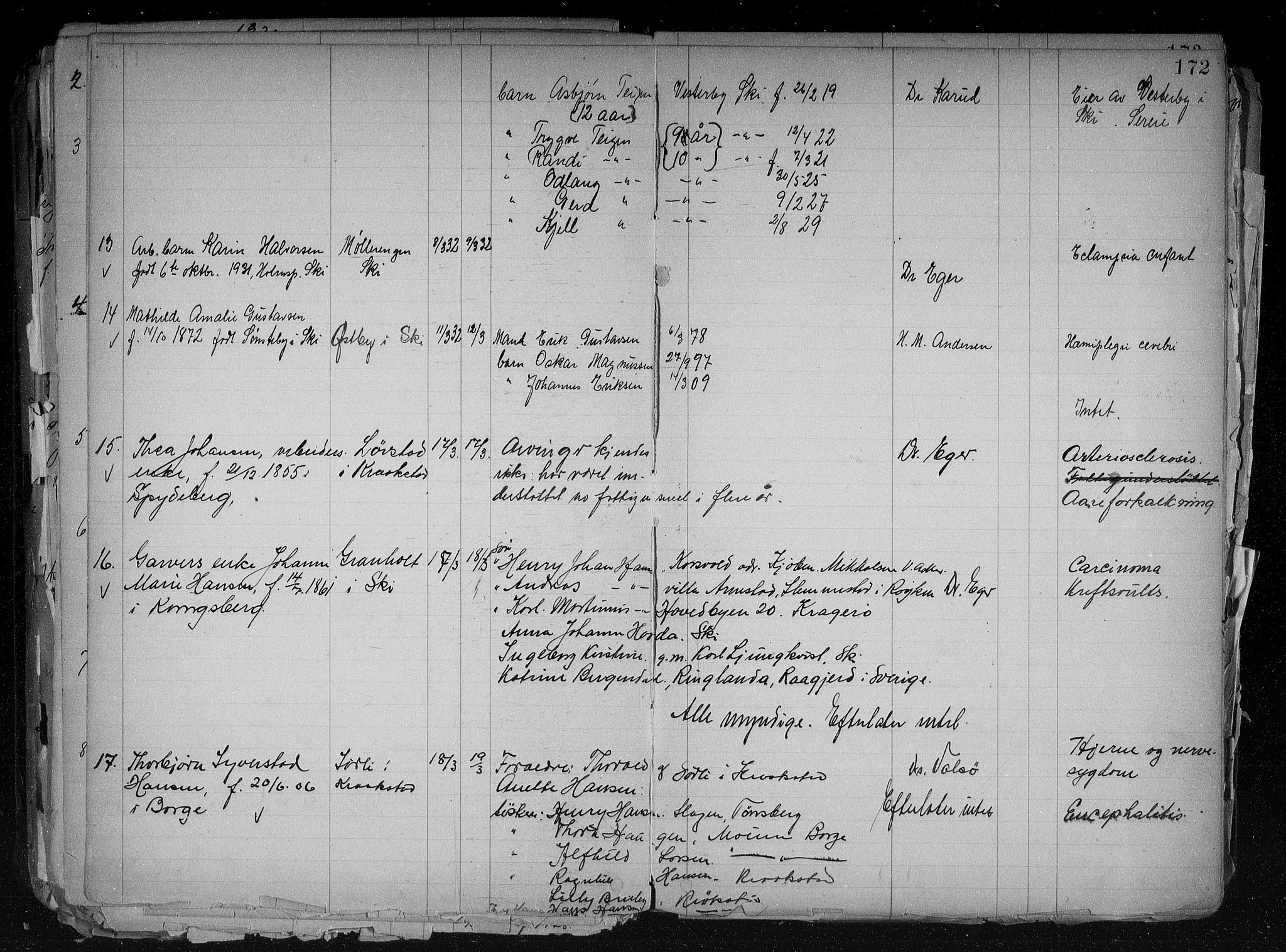 Ski lensmannskontor, AV/SAO-A-10109/H/Ha/Haa/L0001: Dødsfallsprotokoll, 1889-1932, p. 172