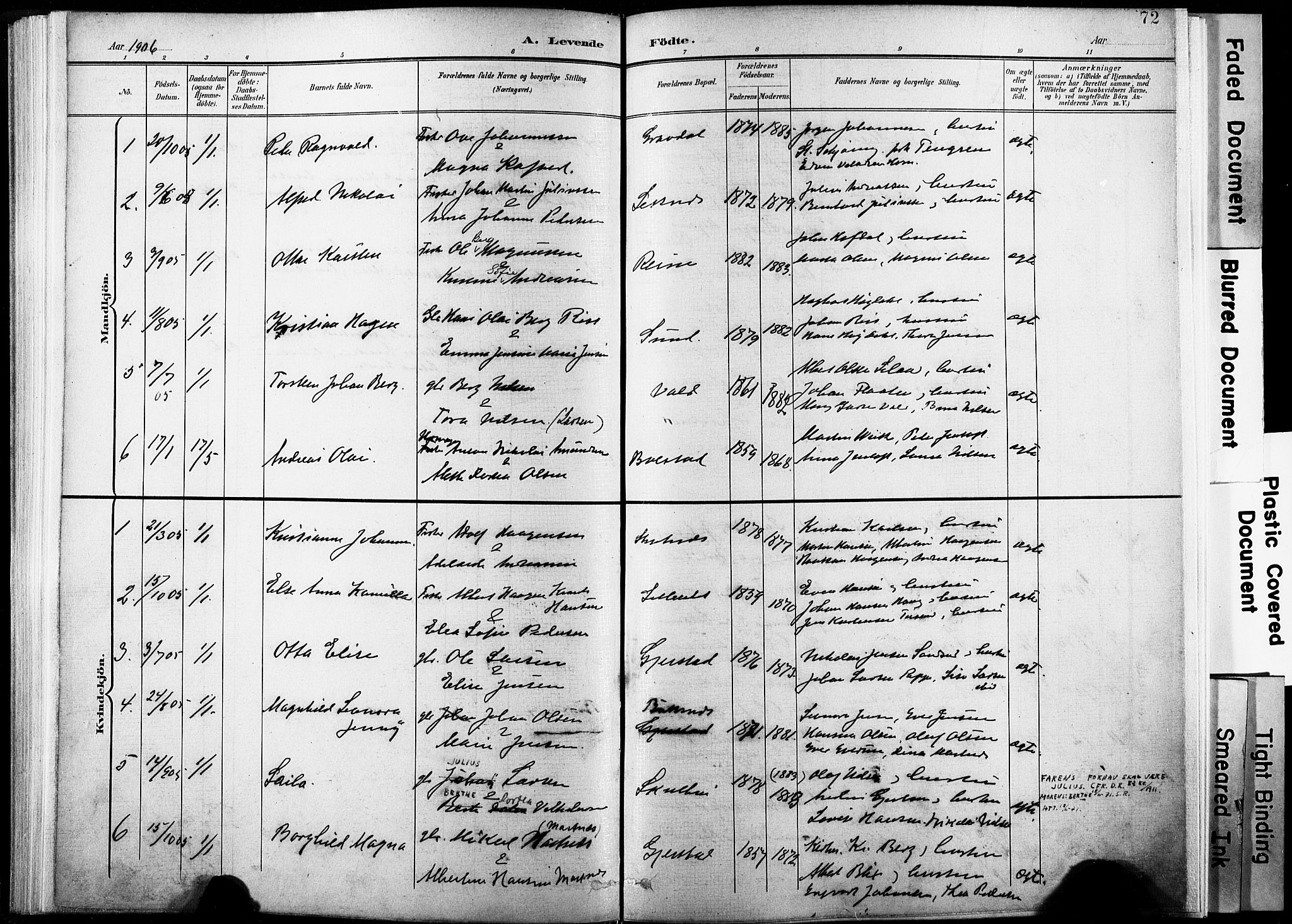 Ministerialprotokoller, klokkerbøker og fødselsregistre - Nordland, SAT/A-1459/881/L1151: Parish register (official) no. 881A04, 1899-1907, p. 72