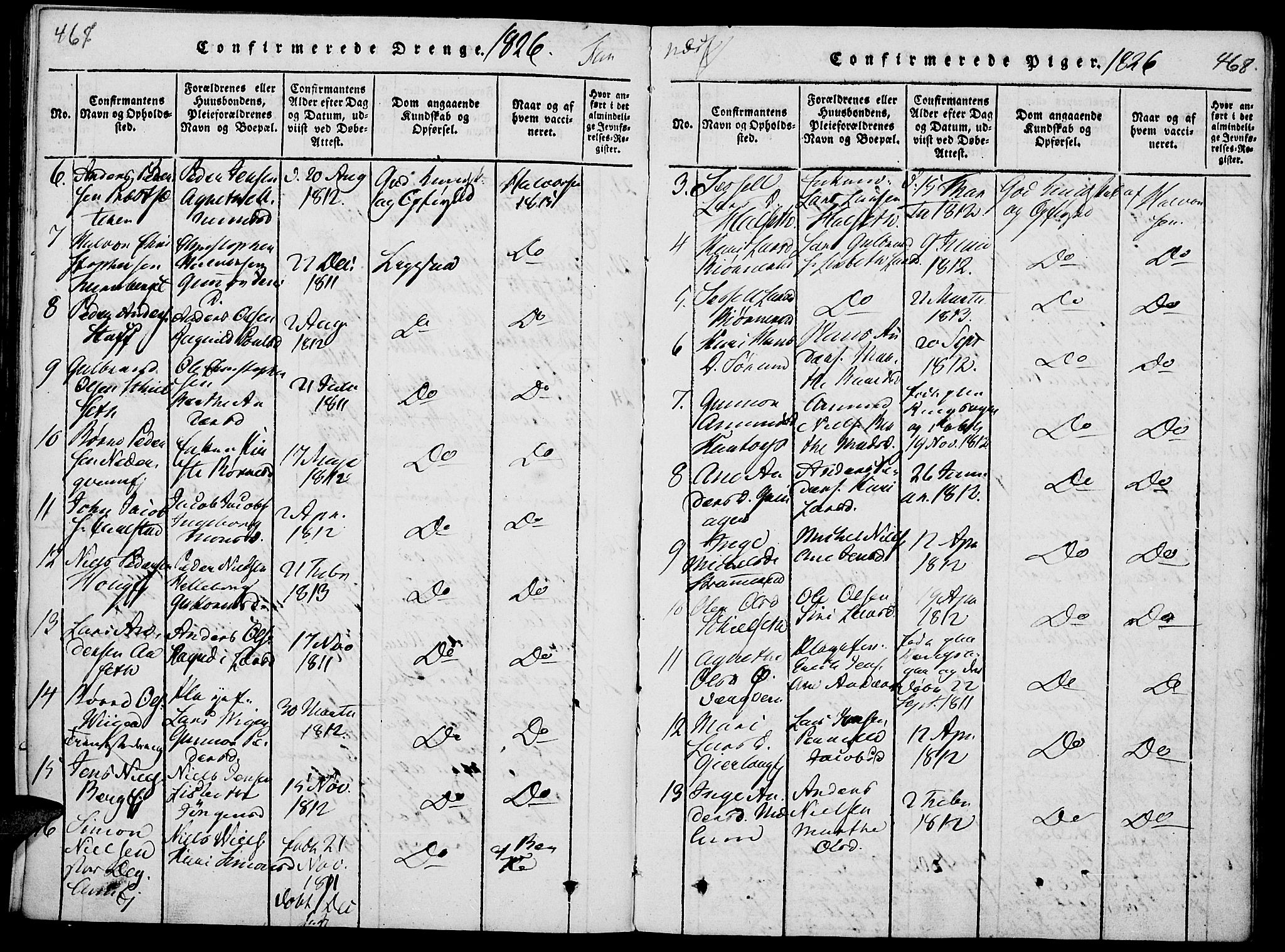 Vang prestekontor, Hedmark, AV/SAH-PREST-008/H/Ha/Haa/L0008: Parish register (official) no. 8, 1815-1826, p. 467-468