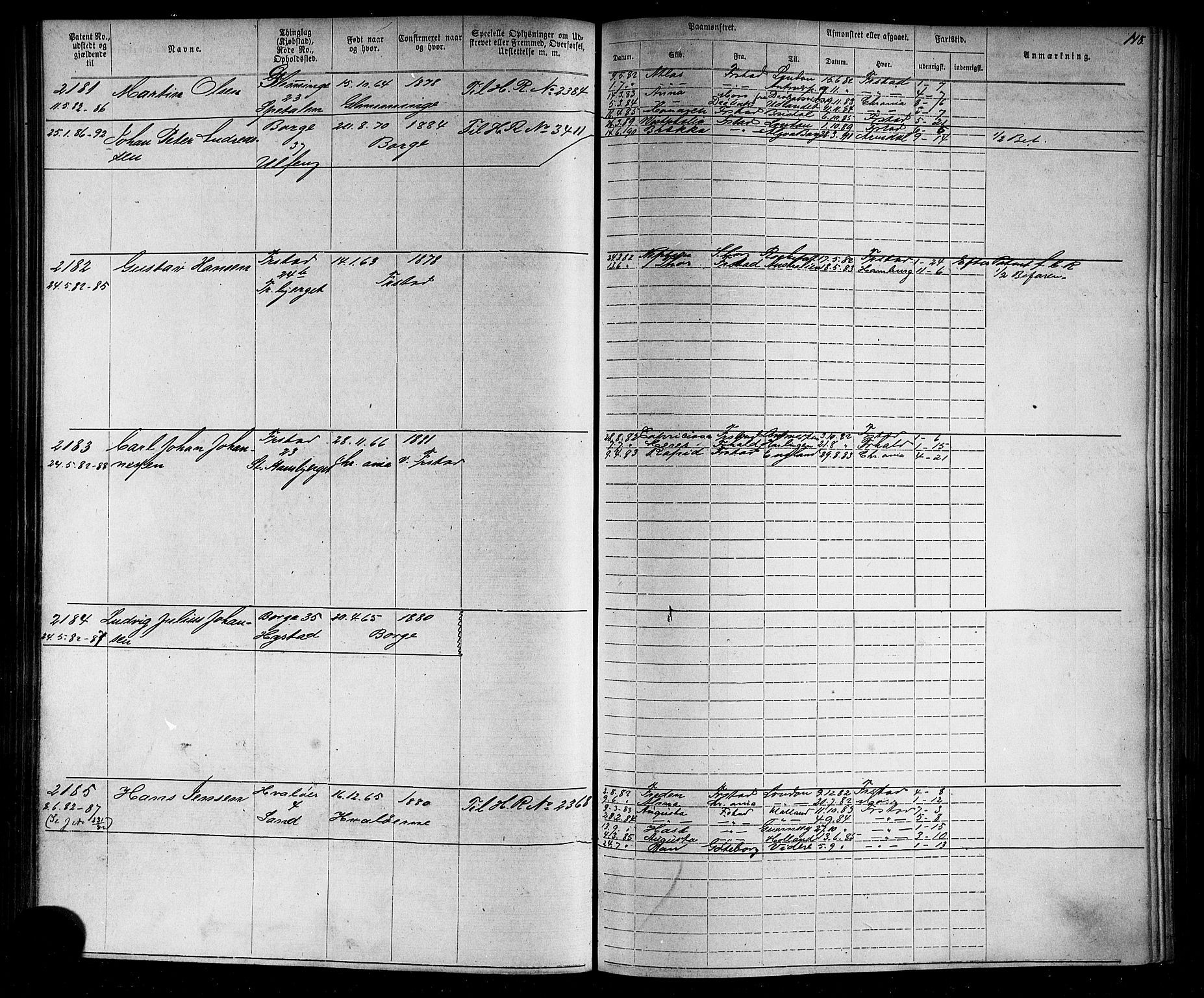 Fredrikstad mønstringskontor, AV/SAO-A-10569b/F/Fc/Fca/L0004: Annotasjonsrulle, 1885-1893, p. 151