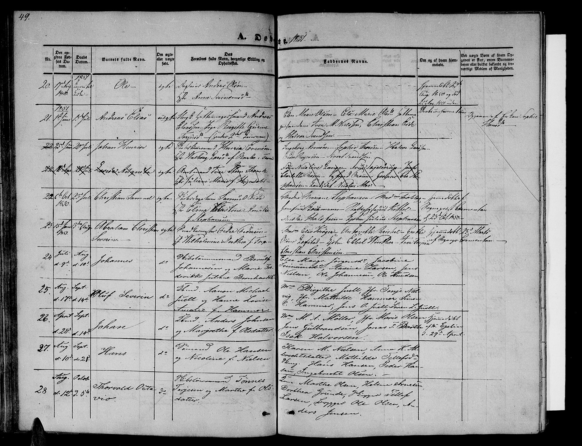 Arendal sokneprestkontor, Trefoldighet, AV/SAK-1111-0040/F/Fb/L0002: Parish register (copy) no. B 2, 1838-1860, p. 49