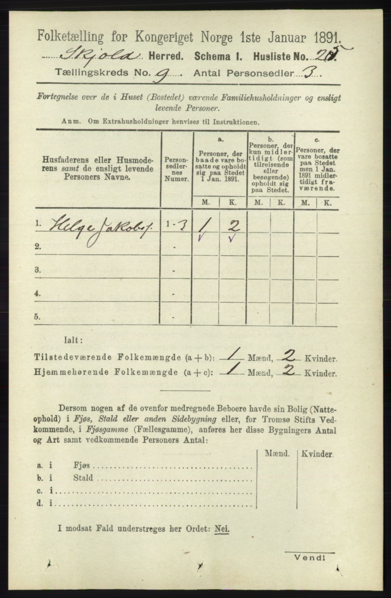 RA, 1891 census for 1154 Skjold, 1891, p. 1771