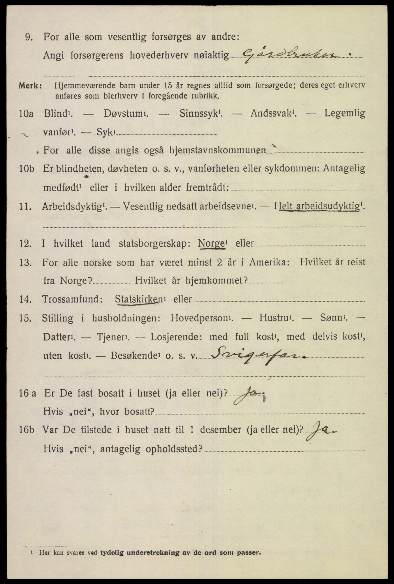 SAK, 1920 census for Holum, 1920, p. 2640