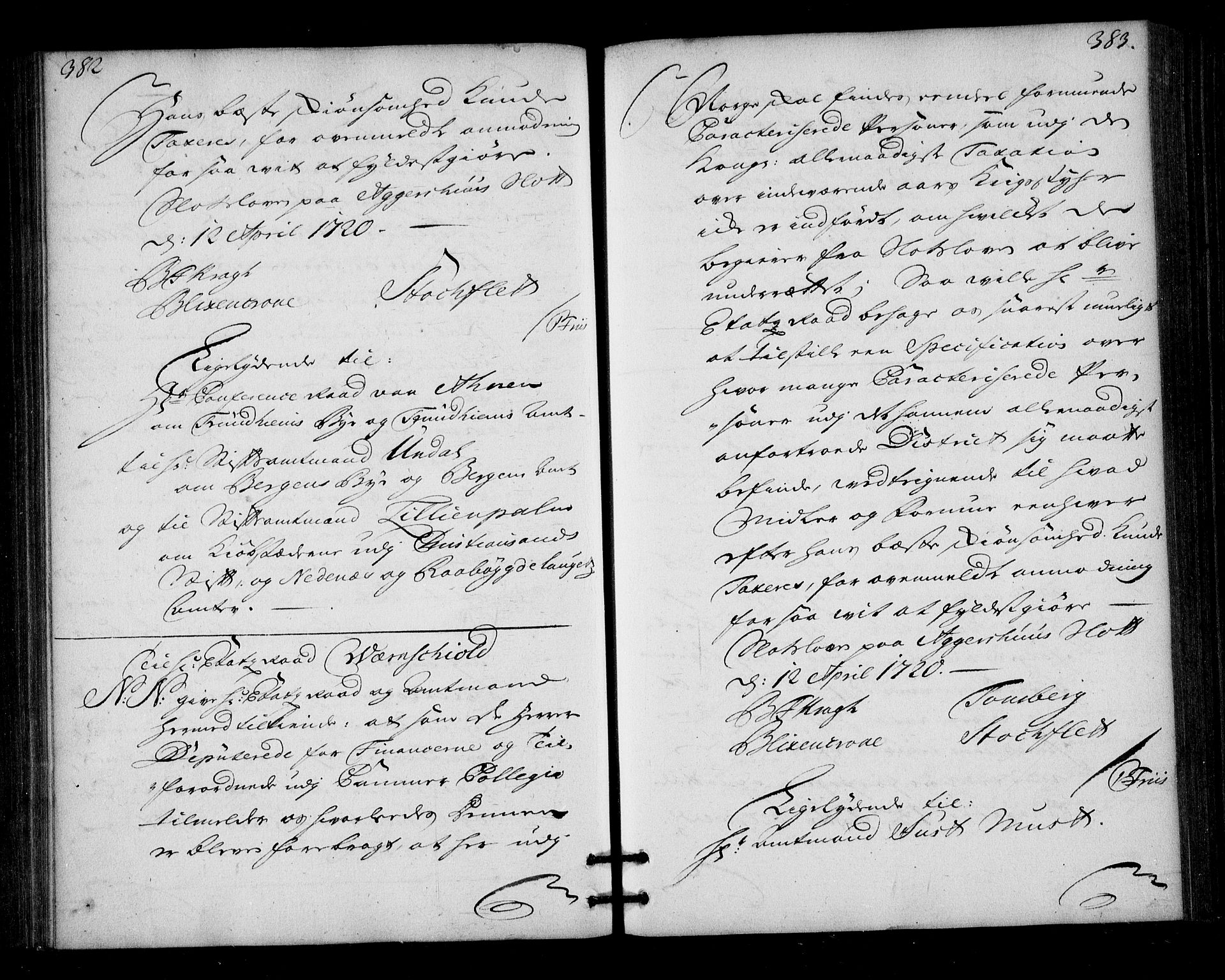 Stattholderembetet 1572-1771, AV/RA-EA-2870/Bd/L0012: Ordreprotokoll, 1719-1720, p. 382-383