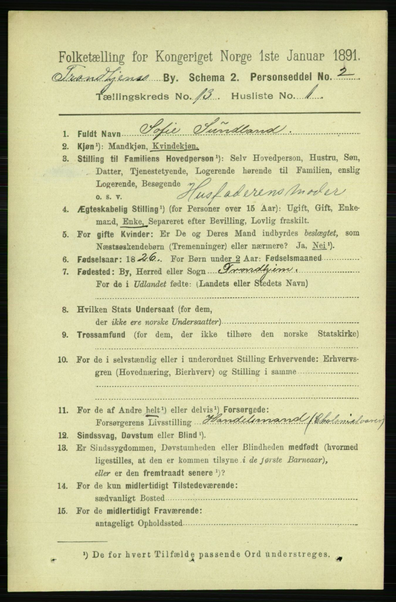 RA, 1891 census for 1601 Trondheim, 1891, p. 10196