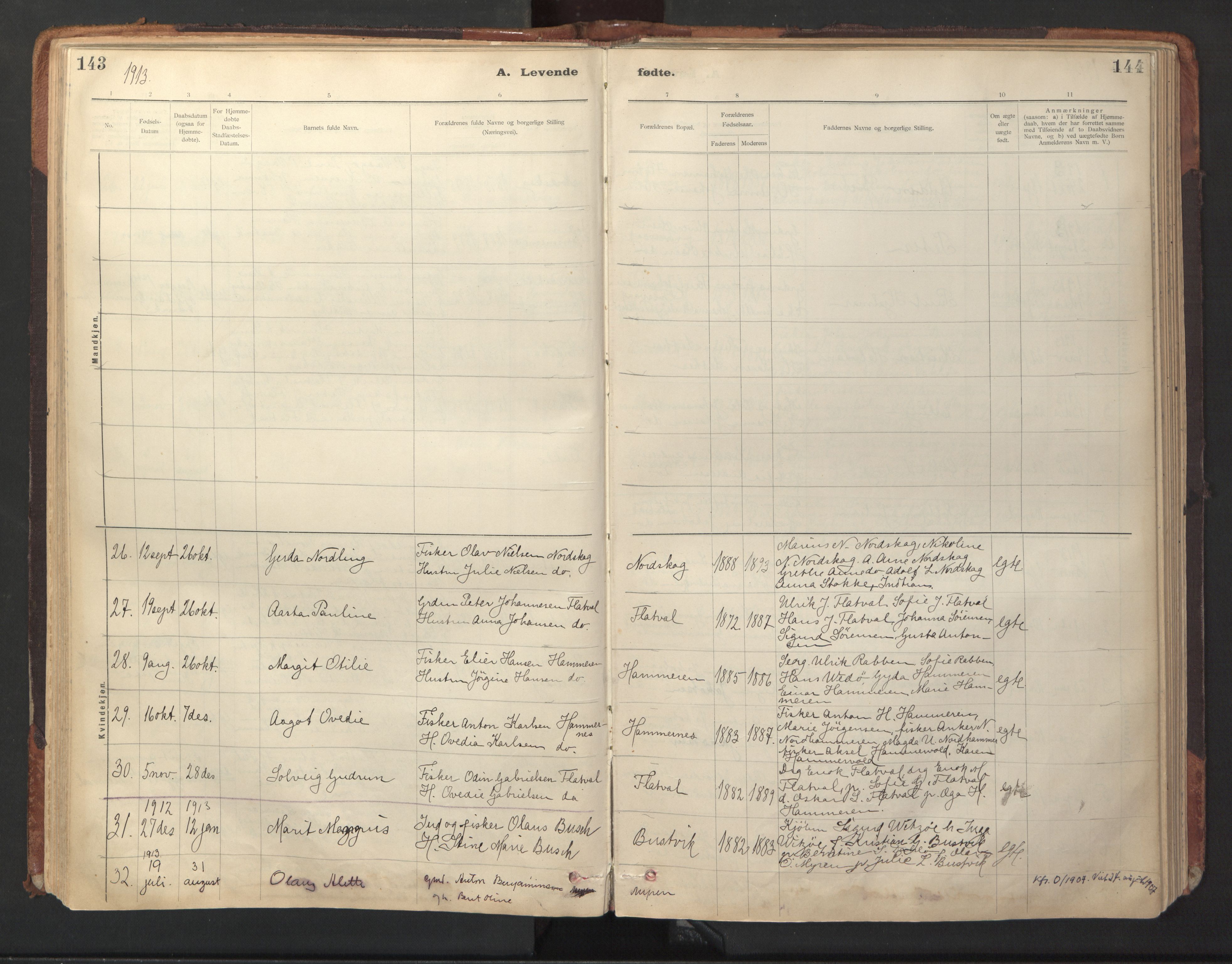 Ministerialprotokoller, klokkerbøker og fødselsregistre - Sør-Trøndelag, SAT/A-1456/641/L0596: Parish register (official) no. 641A02, 1898-1915, p. 143-144