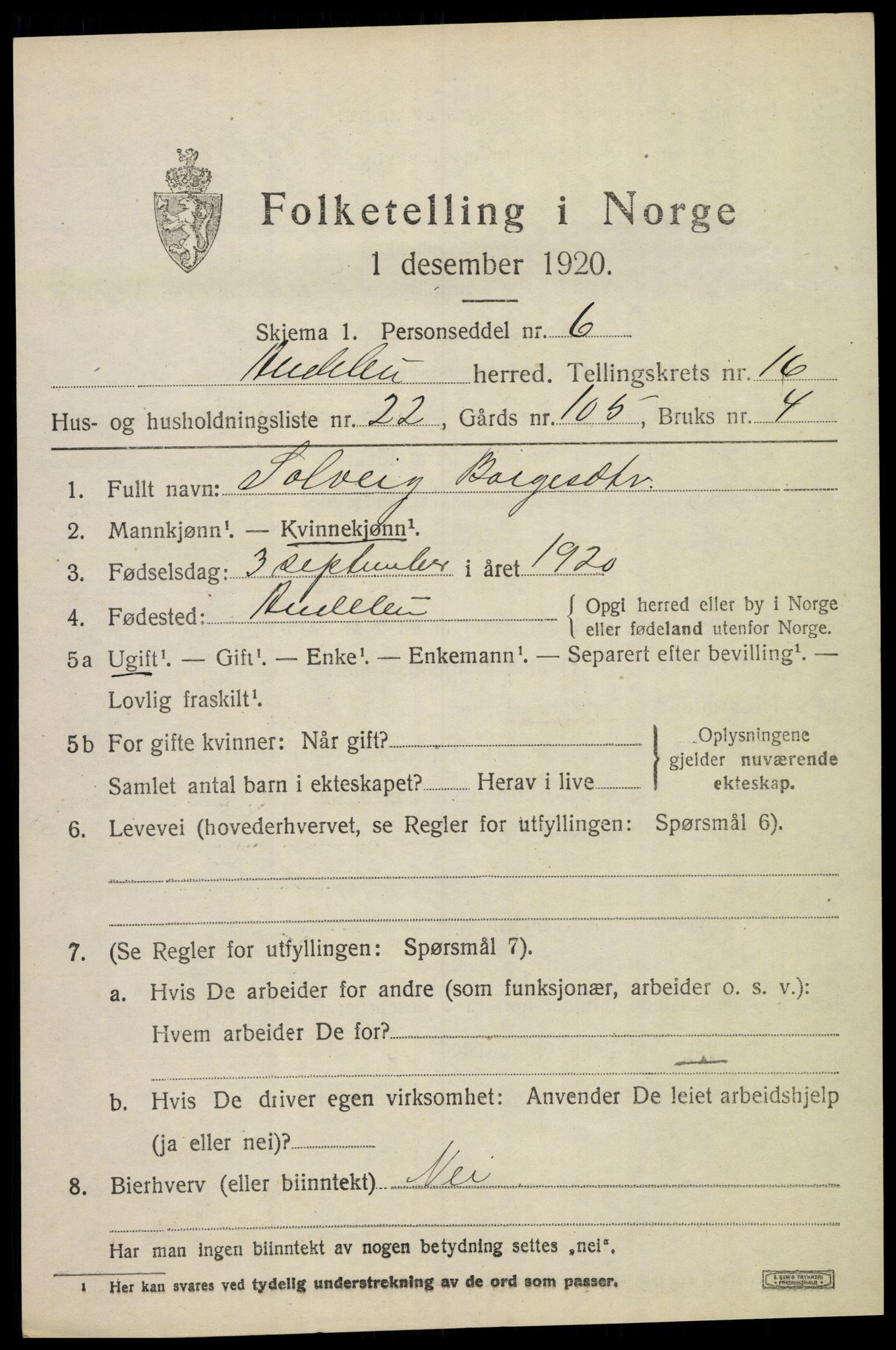 SAKO, 1920 census for Andebu, 1920, p. 5714