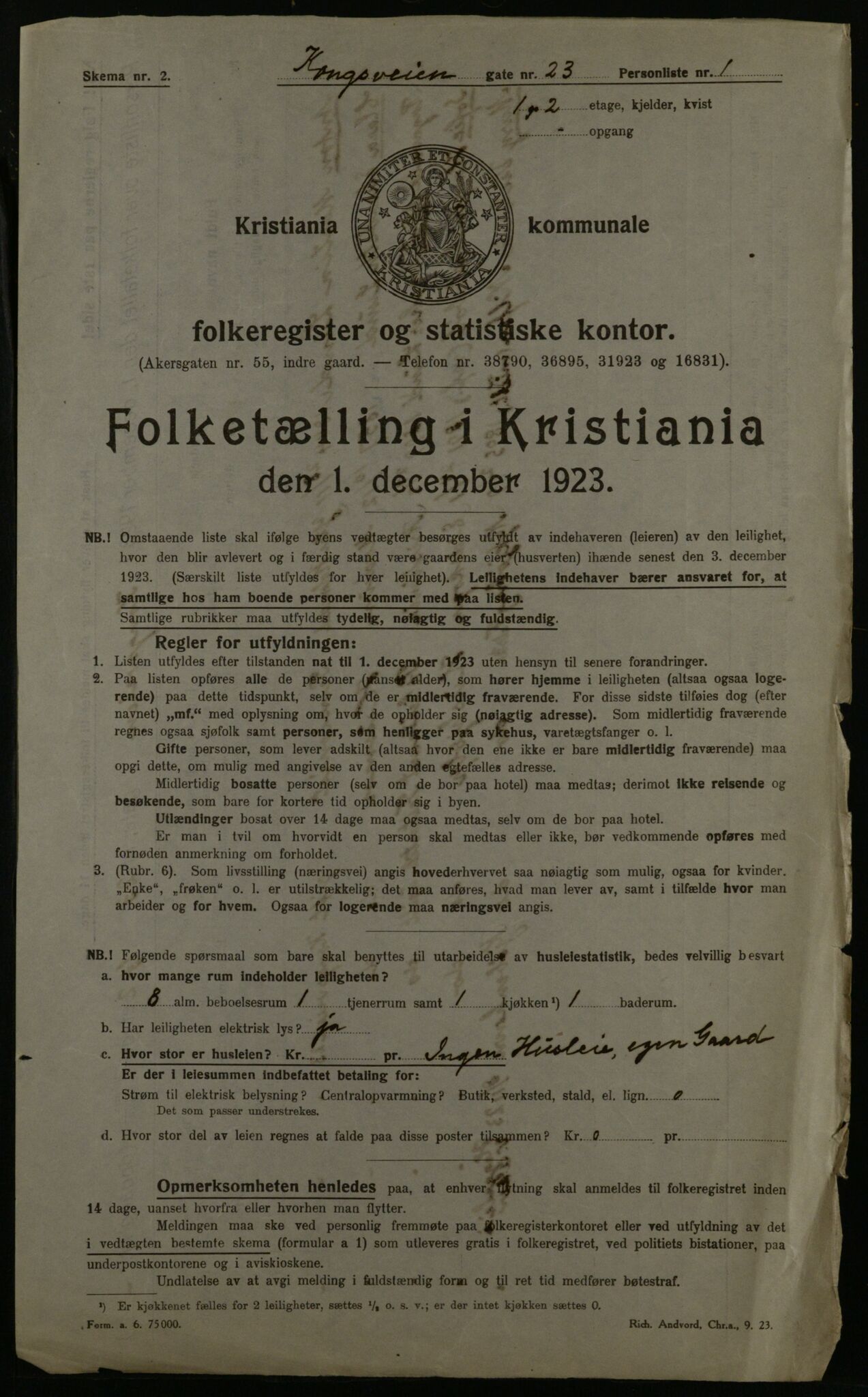 OBA, Municipal Census 1923 for Kristiania, 1923, p. 59334