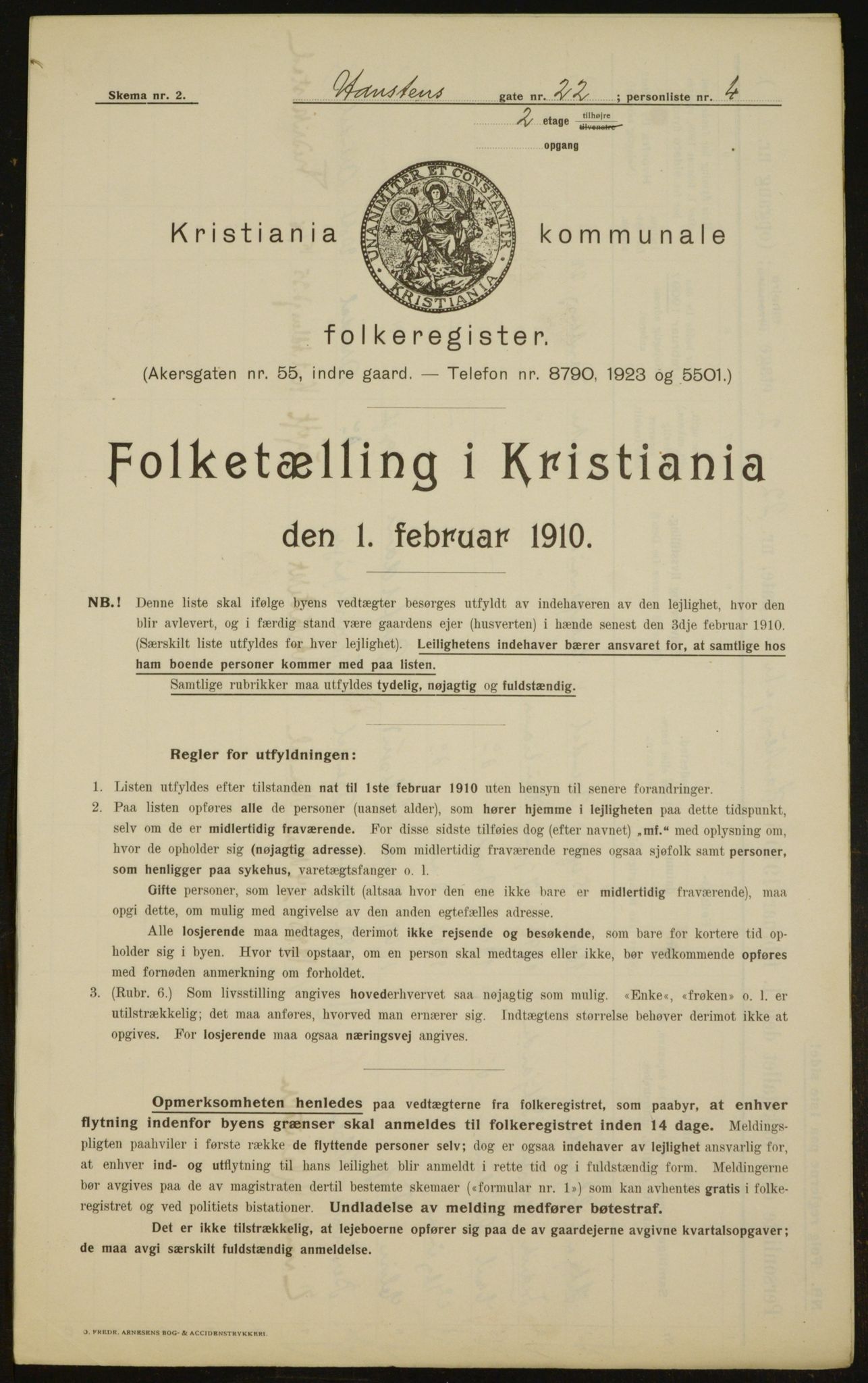 OBA, Municipal Census 1910 for Kristiania, 1910, p. 32848