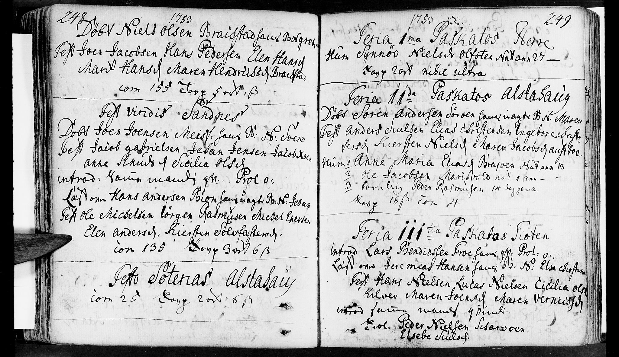 Ministerialprotokoller, klokkerbøker og fødselsregistre - Nordland, AV/SAT-A-1459/830/L0434: Parish register (official) no. 830A03, 1737-1767, p. 248-249