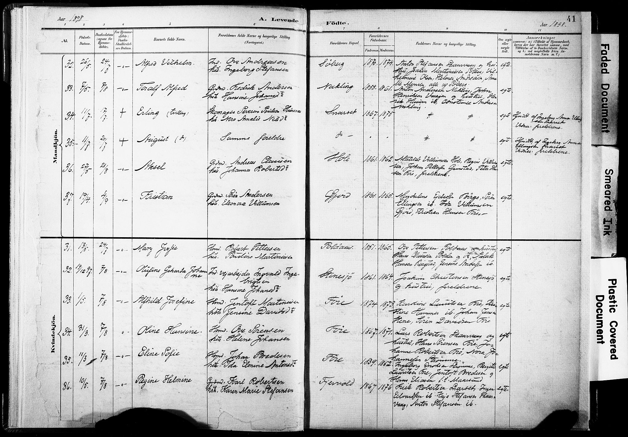 Ministerialprotokoller, klokkerbøker og fødselsregistre - Nordland, AV/SAT-A-1459/891/L1304: Parish register (official) no. 891A09, 1895-1921, p. 41