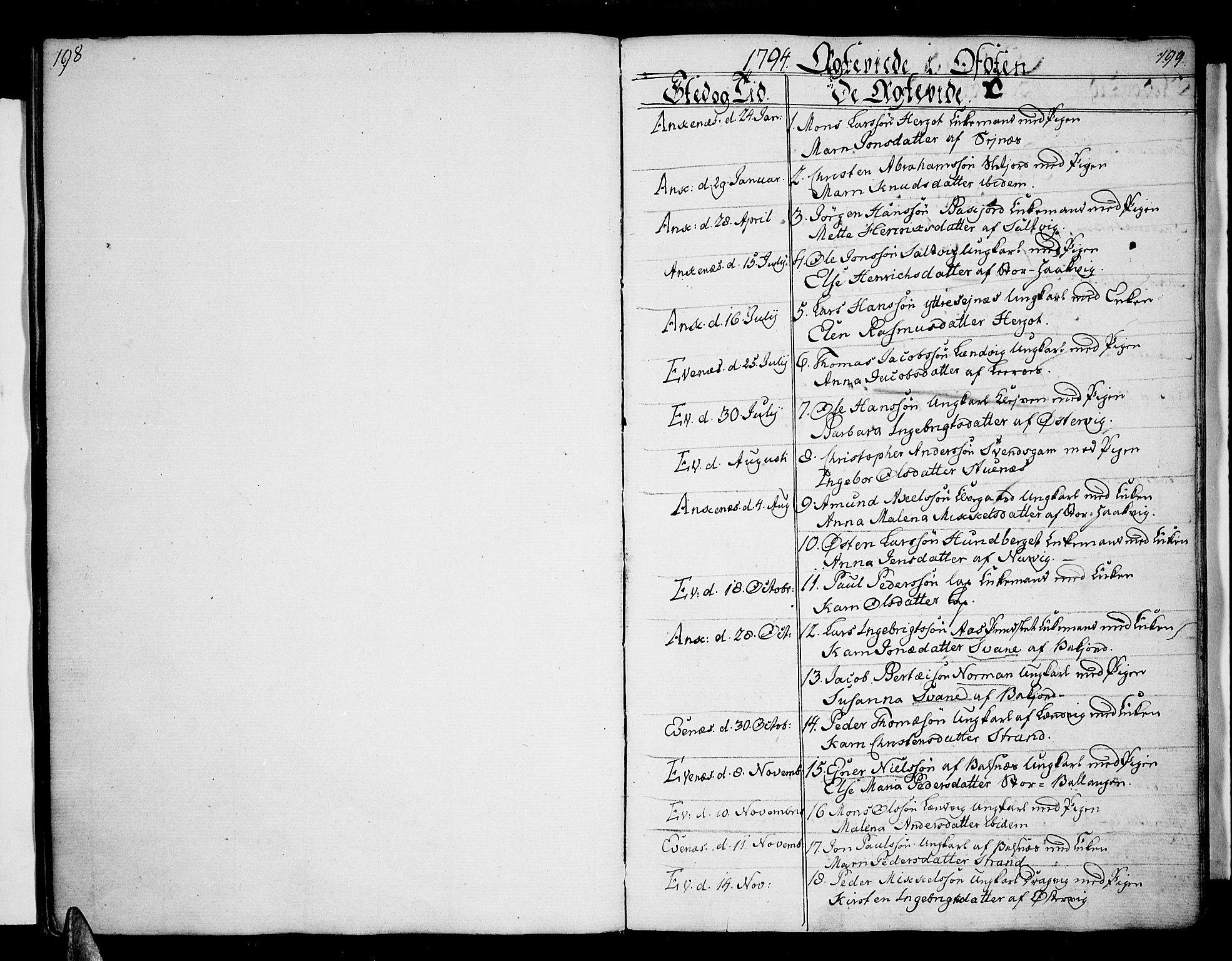 Ministerialprotokoller, klokkerbøker og fødselsregistre - Nordland, SAT/A-1459/863/L0893: Parish register (official) no. 863A05, 1794-1821, p. 198-199