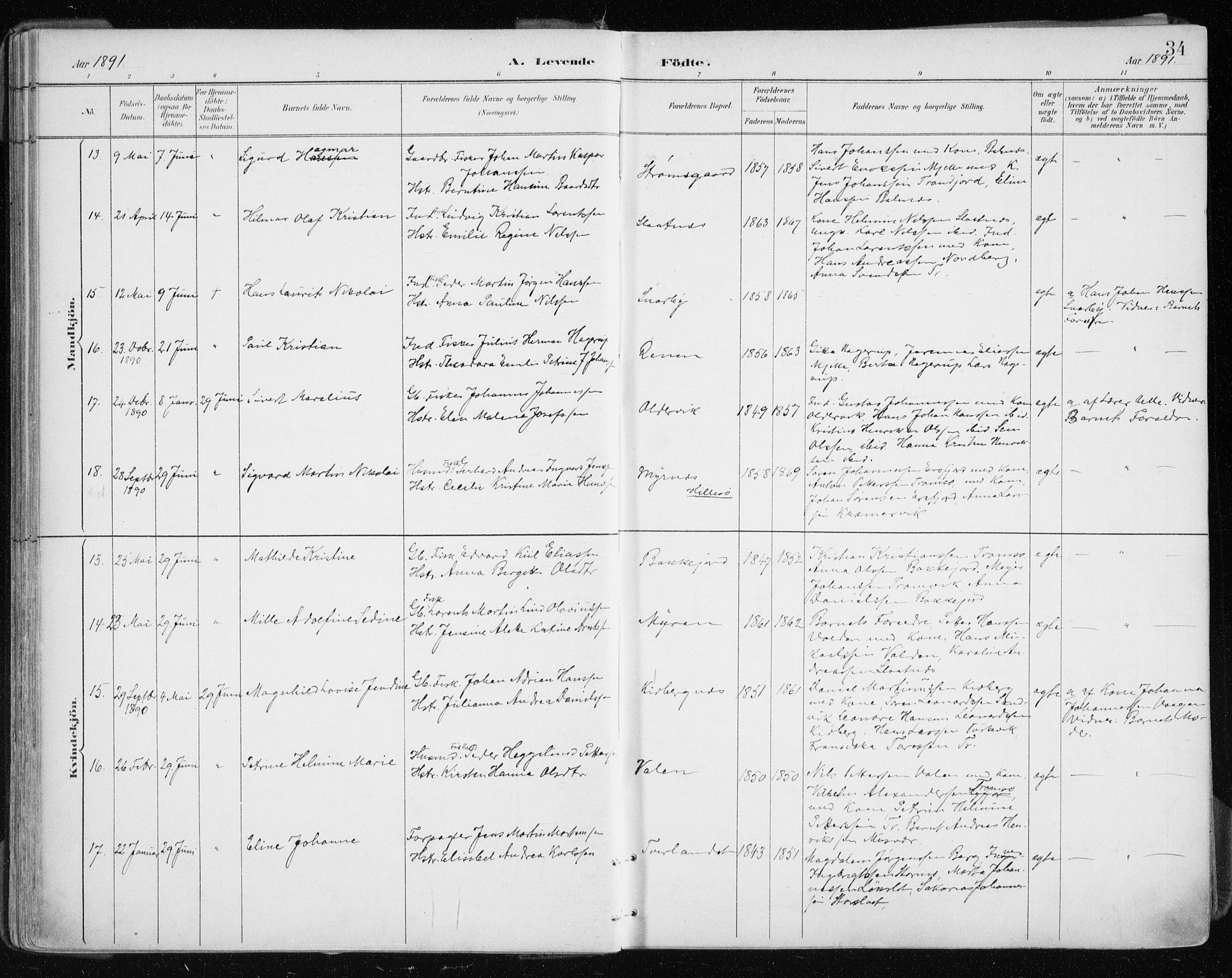 Tromsøysund sokneprestkontor, SATØ/S-1304/G/Ga/L0005kirke: Parish register (official) no. 5, 1888-1896, p. 34