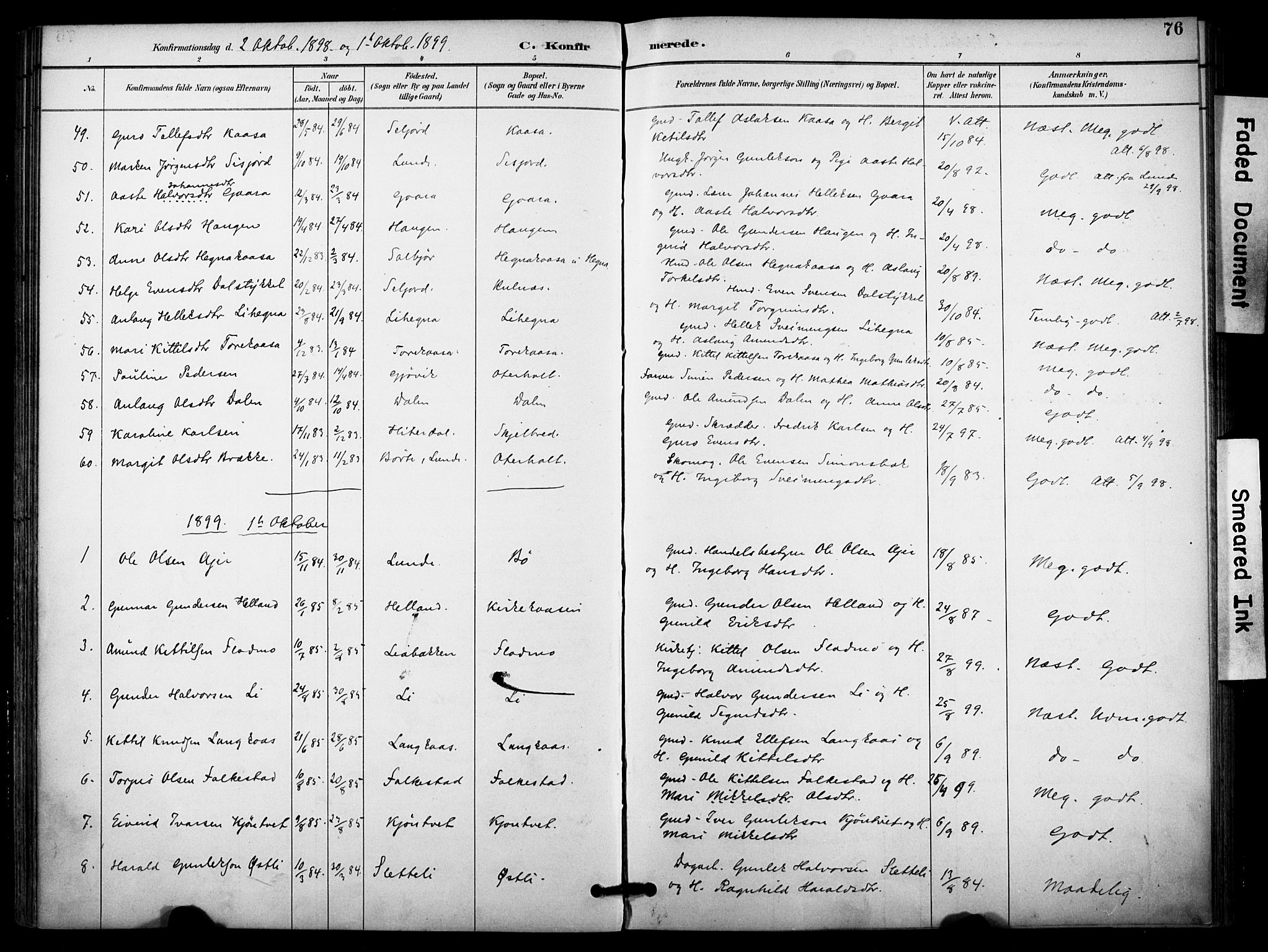 Bø kirkebøker, AV/SAKO-A-257/F/Fa/L0011: Parish register (official) no. 11, 1892-1900, p. 76