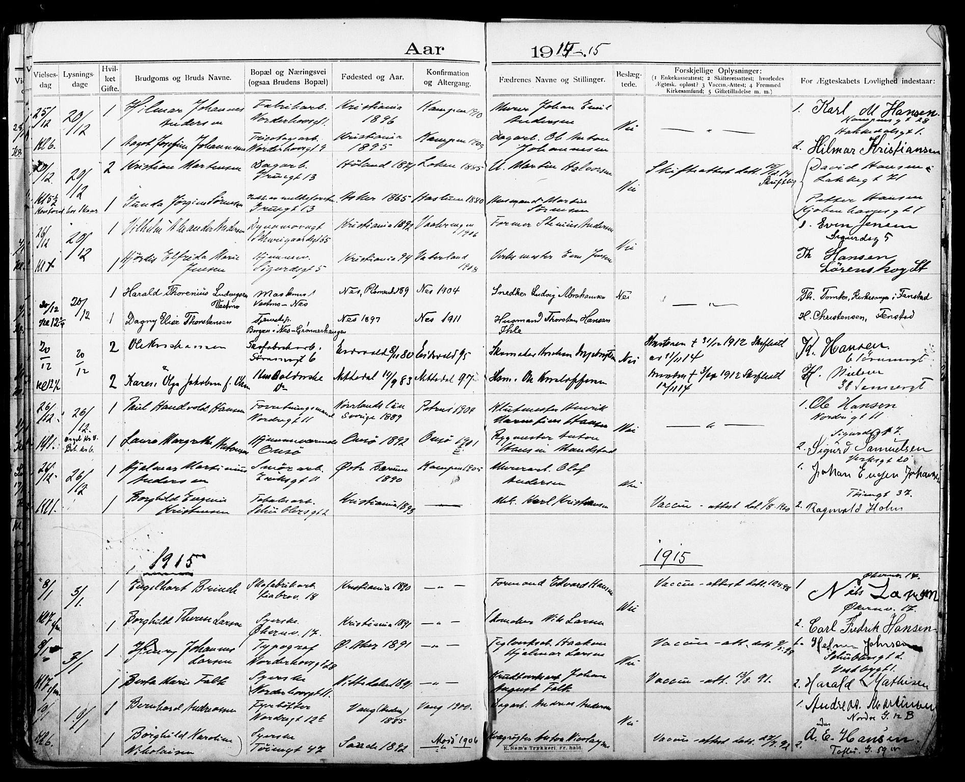 Kampen prestekontor Kirkebøker, AV/SAO-A-10853/H/Ha/L0003: Banns register no. 3, 1907-1917