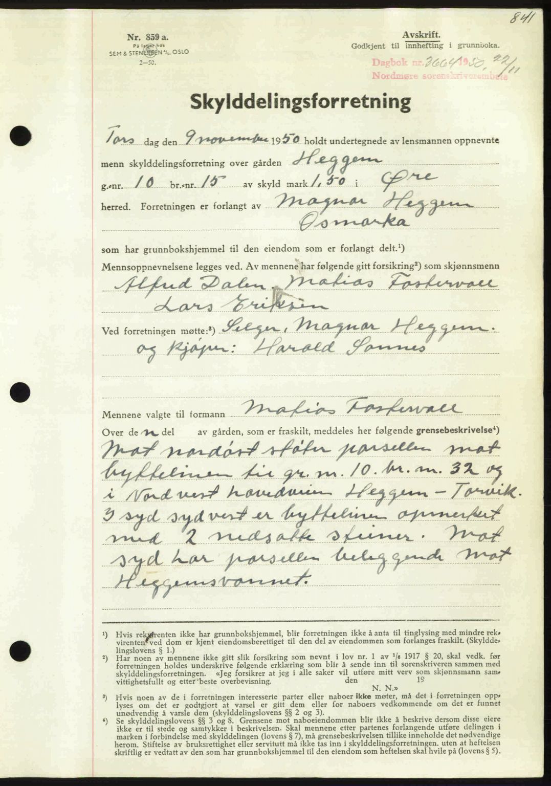 Nordmøre sorenskriveri, AV/SAT-A-4132/1/2/2Ca: Mortgage book no. A116, 1950-1950, Diary no: : 3664/1950