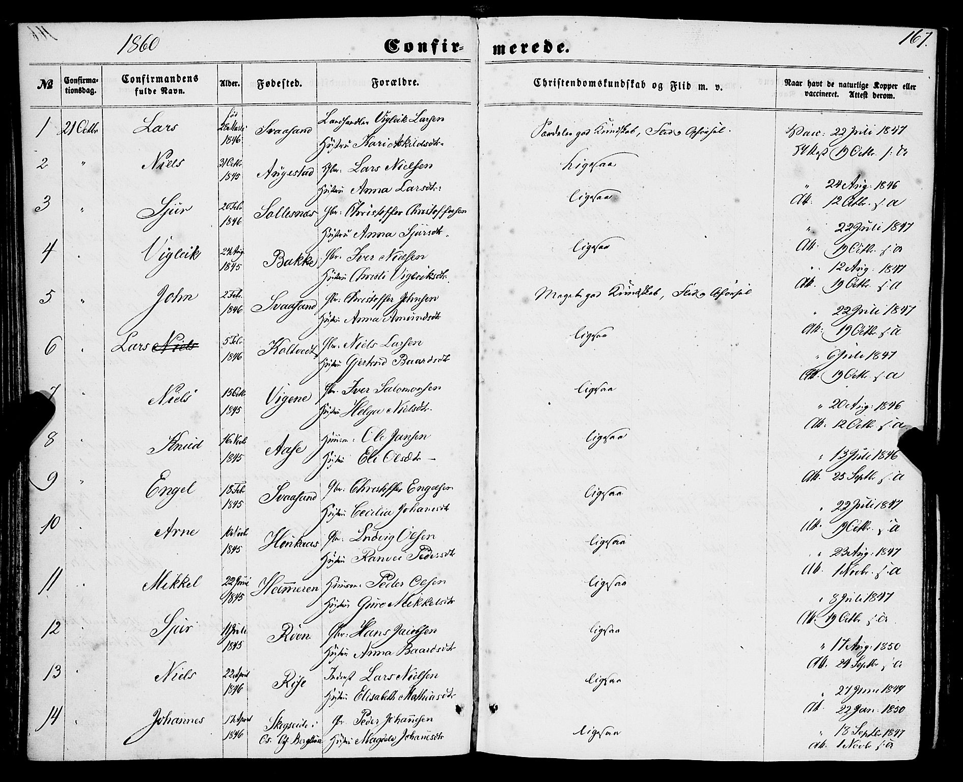 Strandebarm sokneprestembete, AV/SAB-A-78401/H/Haa: Parish register (official) no. A 8, 1858-1872, p. 167