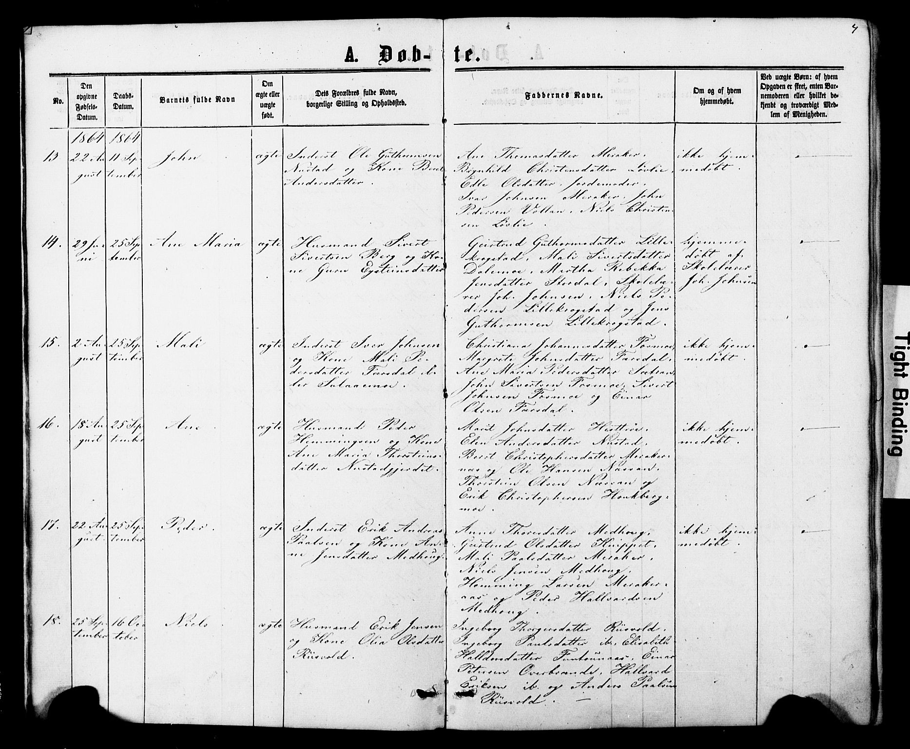 Ministerialprotokoller, klokkerbøker og fødselsregistre - Nord-Trøndelag, SAT/A-1458/706/L0049: Parish register (copy) no. 706C01, 1864-1895, p. 4
