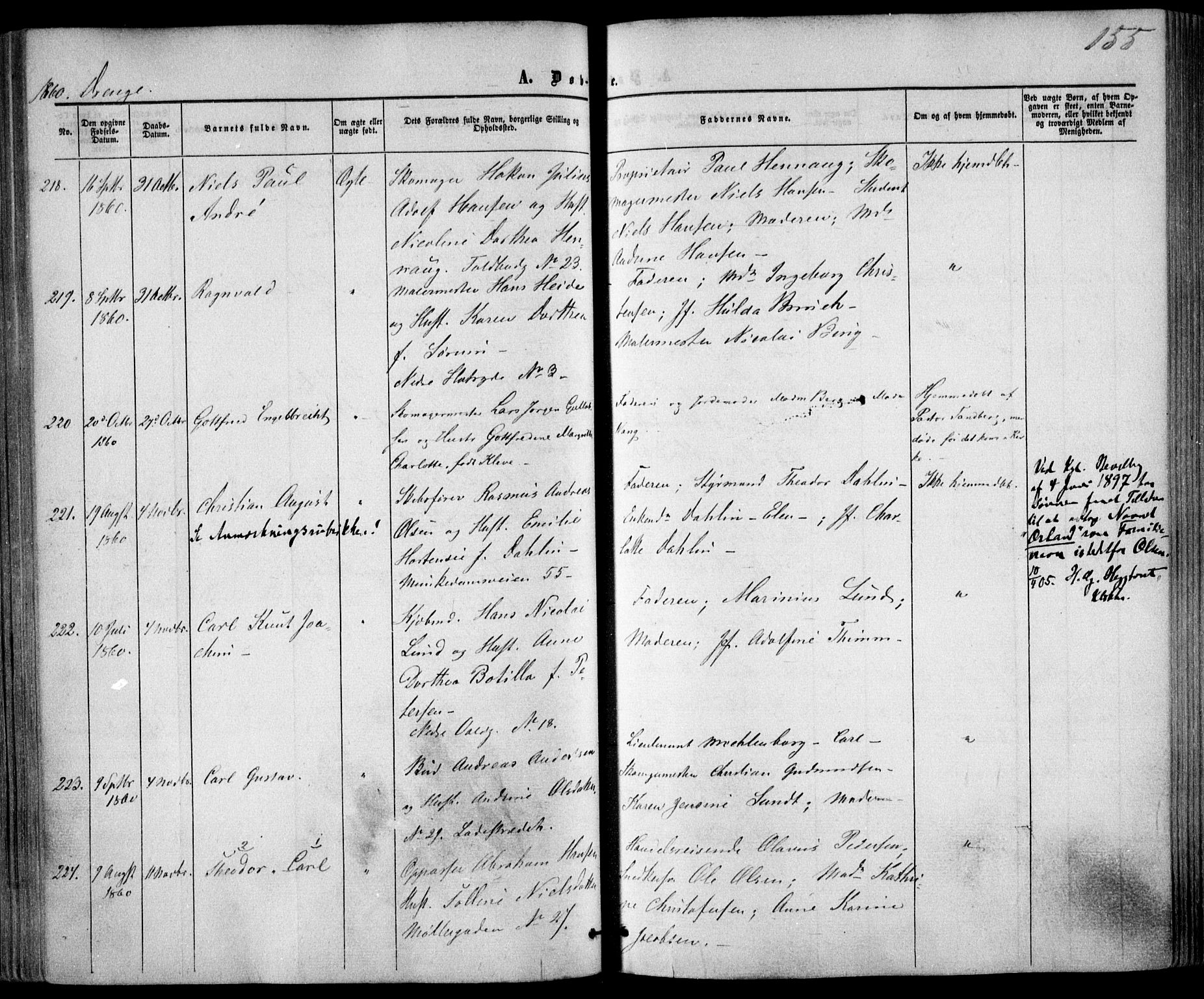 Trefoldighet prestekontor Kirkebøker, AV/SAO-A-10882/F/Fa/L0001: Parish register (official) no. I 1, 1858-1863, p. 155